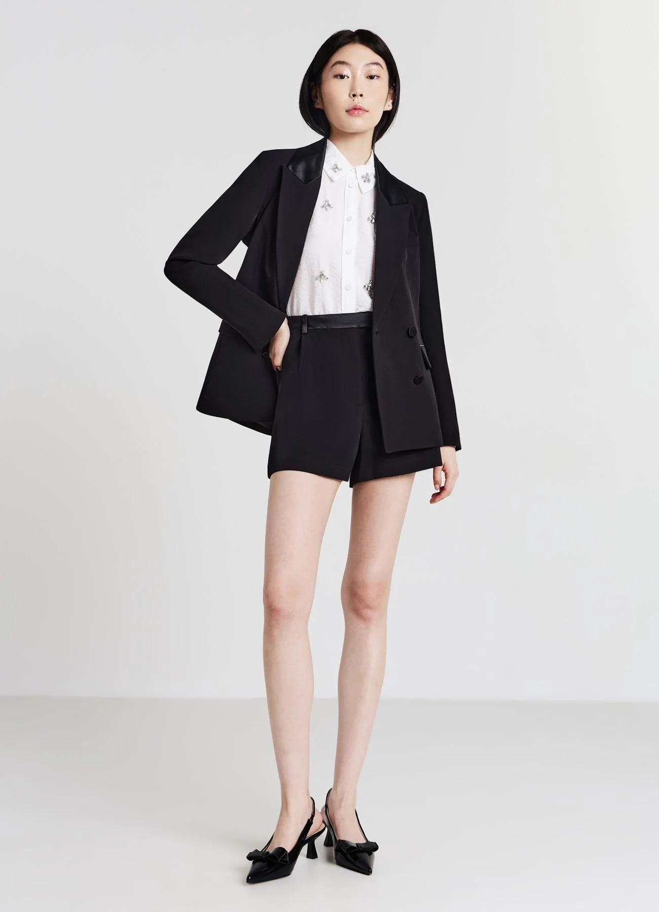 Shorts eleganti vita simil satin - Image 3
