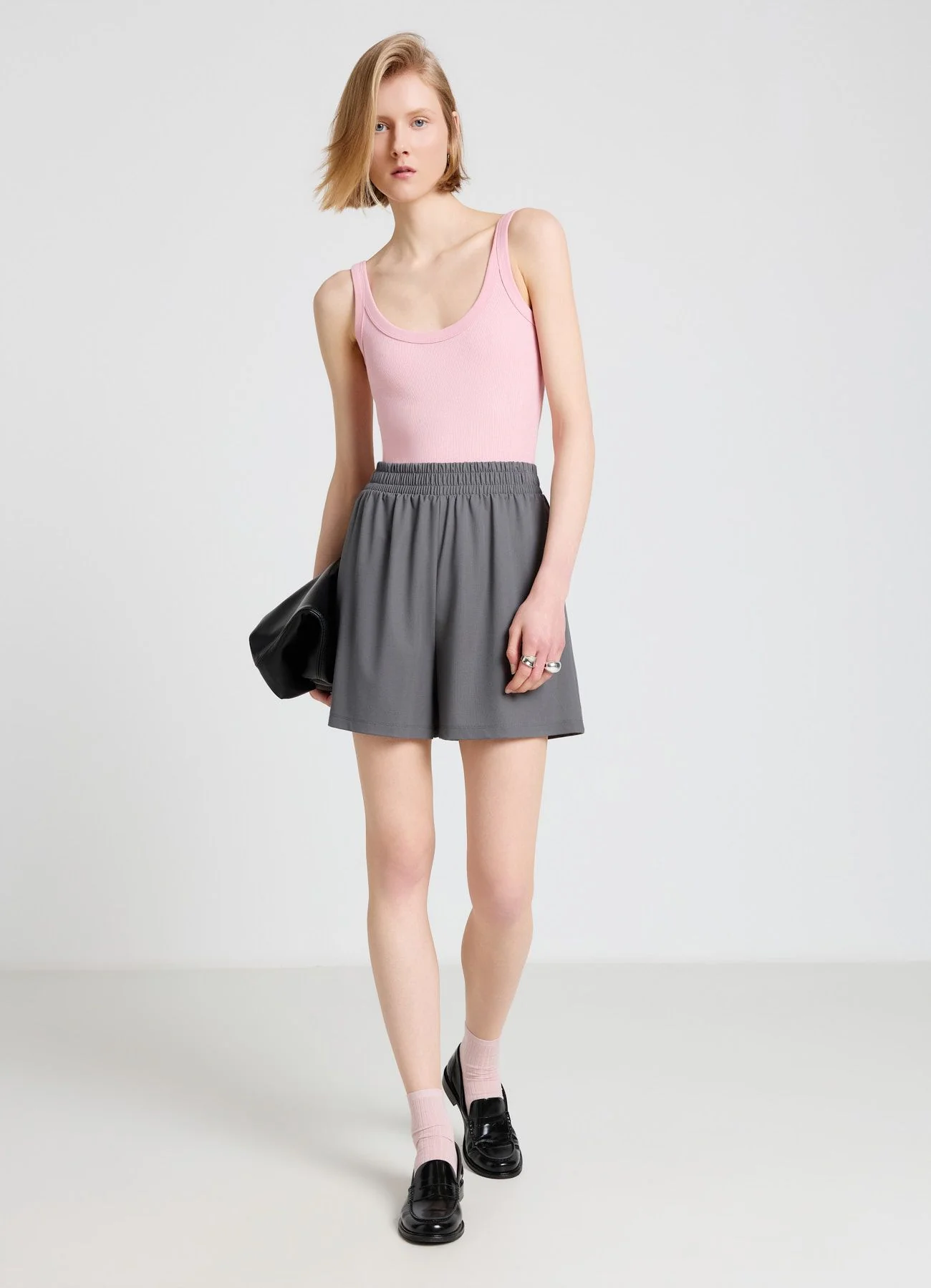 Shorts ginnici a tinta unita con vita elasticizzata