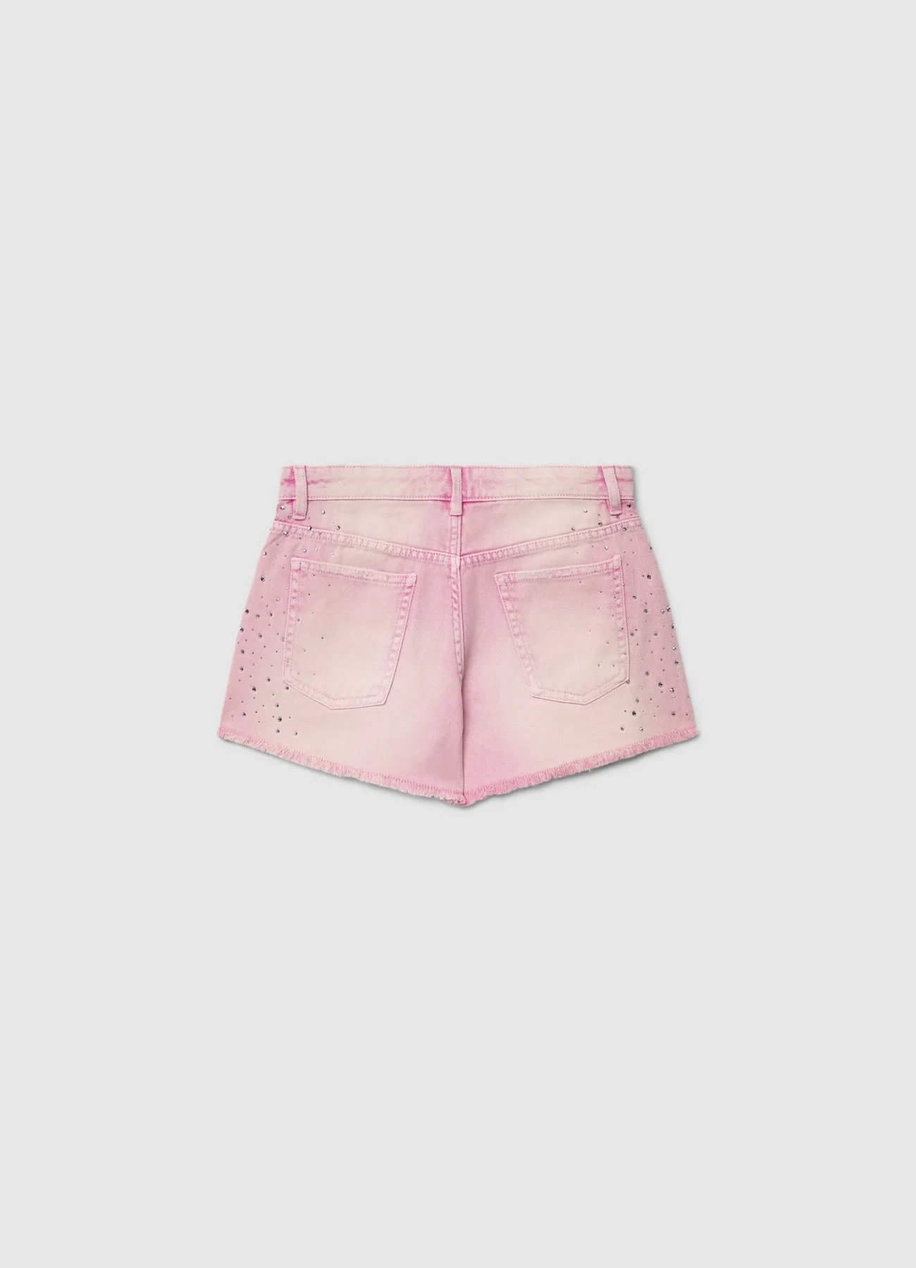 Shorts in denim con strass effetto slavato - Image 3