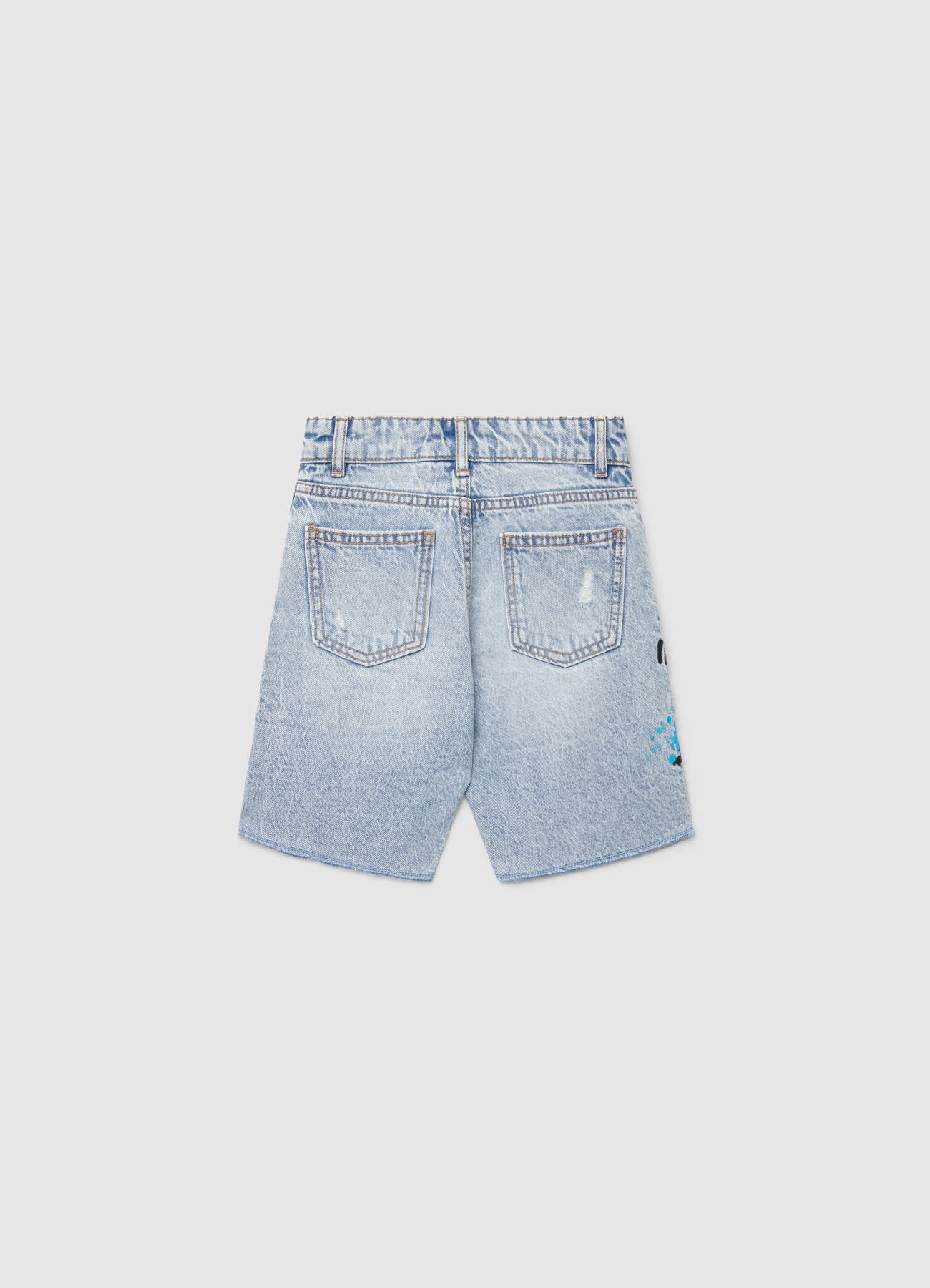 Shorts jeans con stampa graffiti - Image 2