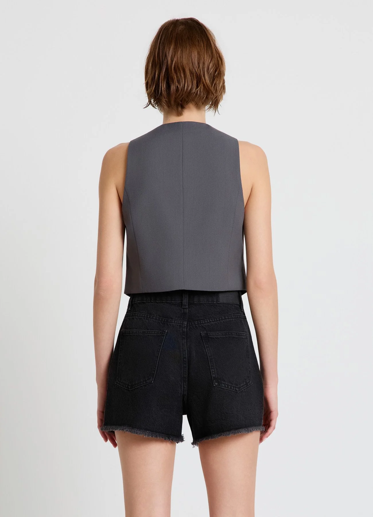 Shorts jeans con strass e orlo sfrangiato - Image 2