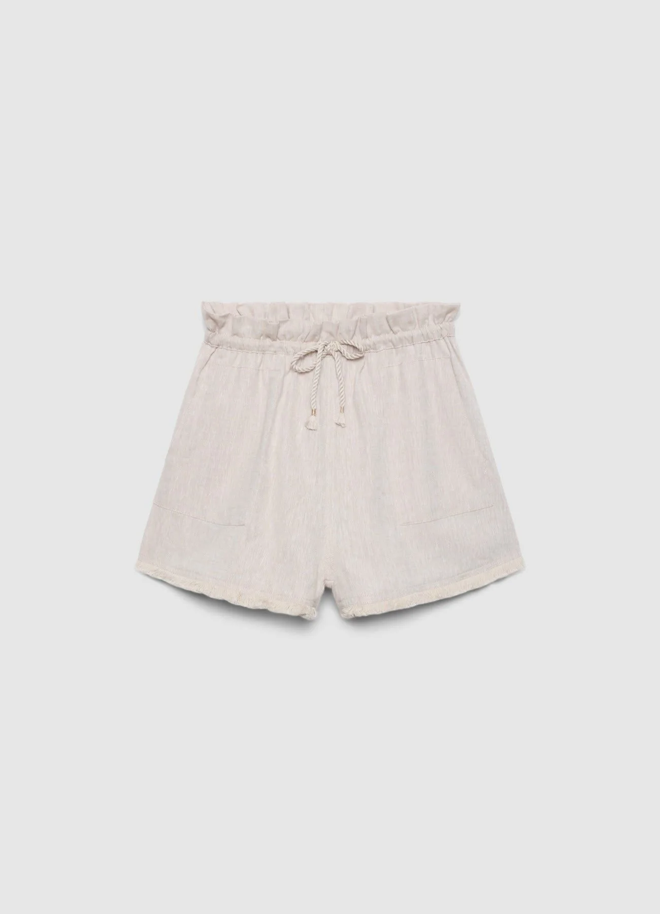 Shorts misto lino con frange in fondo - Image 4