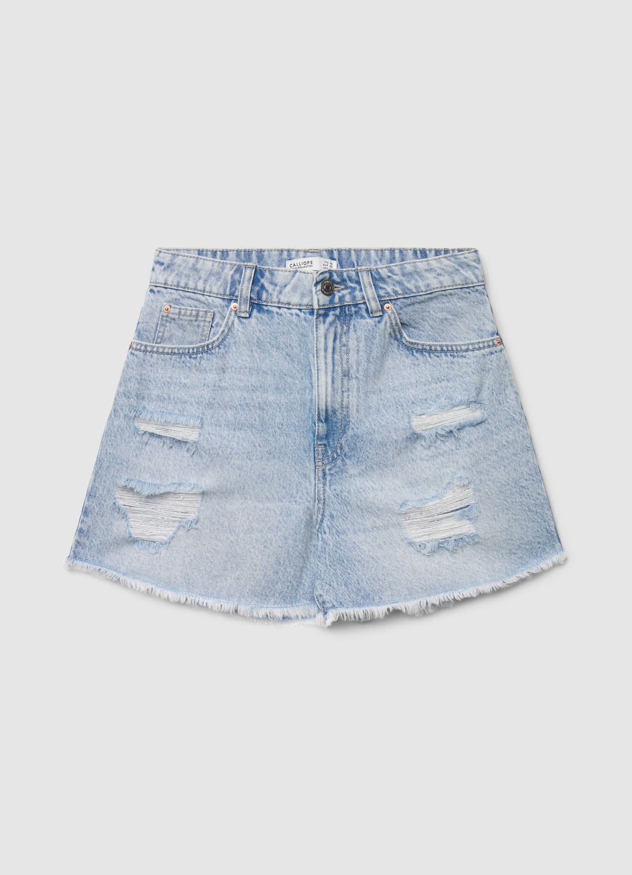 Shorts mom in denim con strappi - Image 5
