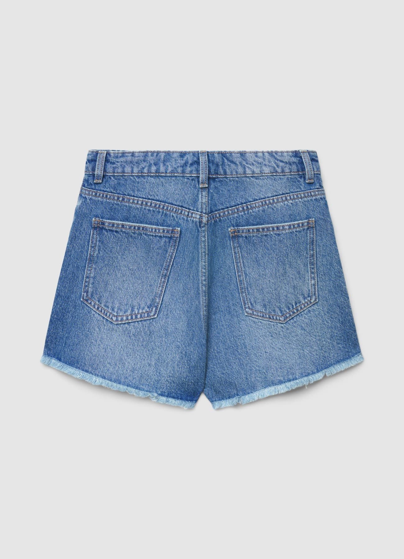 Shorts mom in jeans con strappi e orlo sfrangiato - Image 4