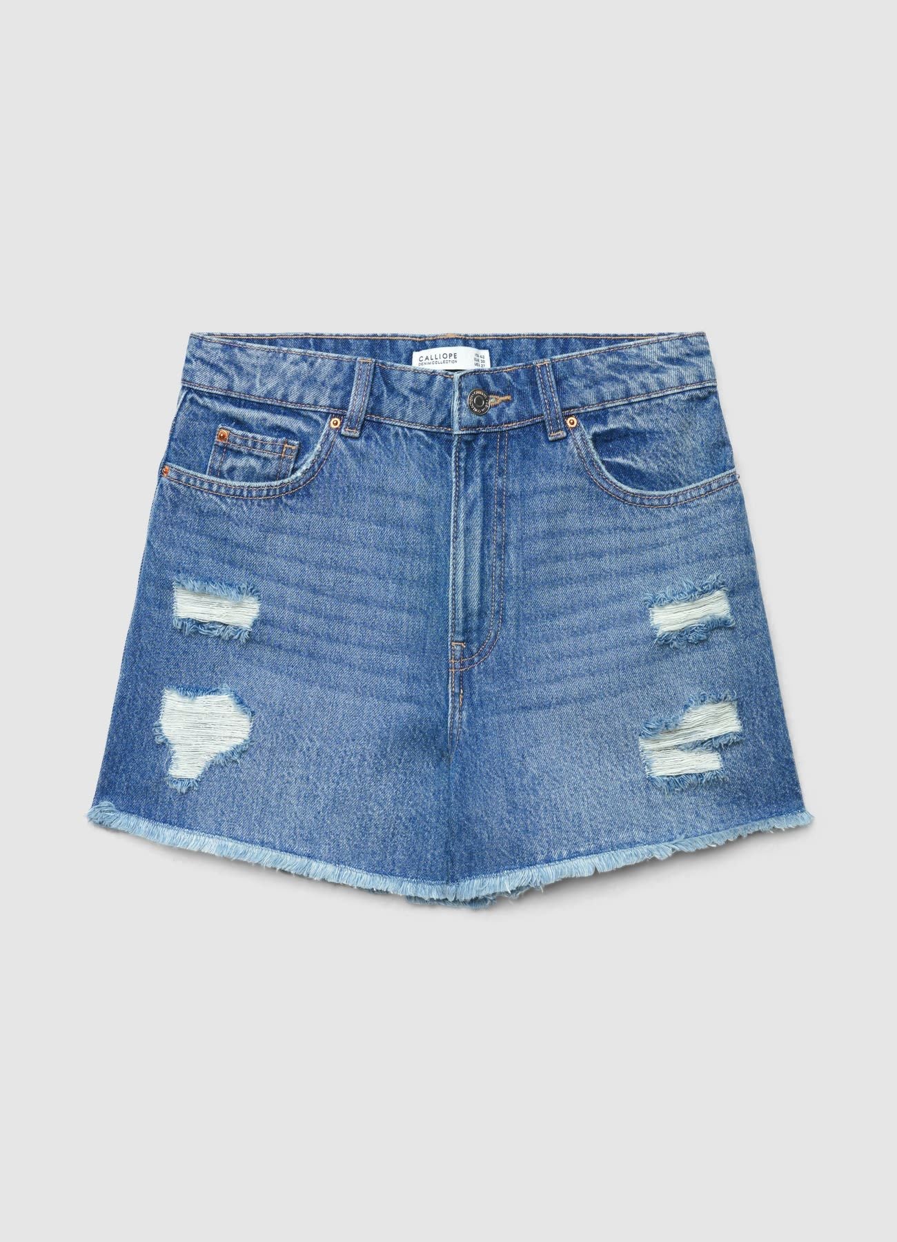 Shorts mom in jeans con strappi e orlo sfrangiato - Image 6