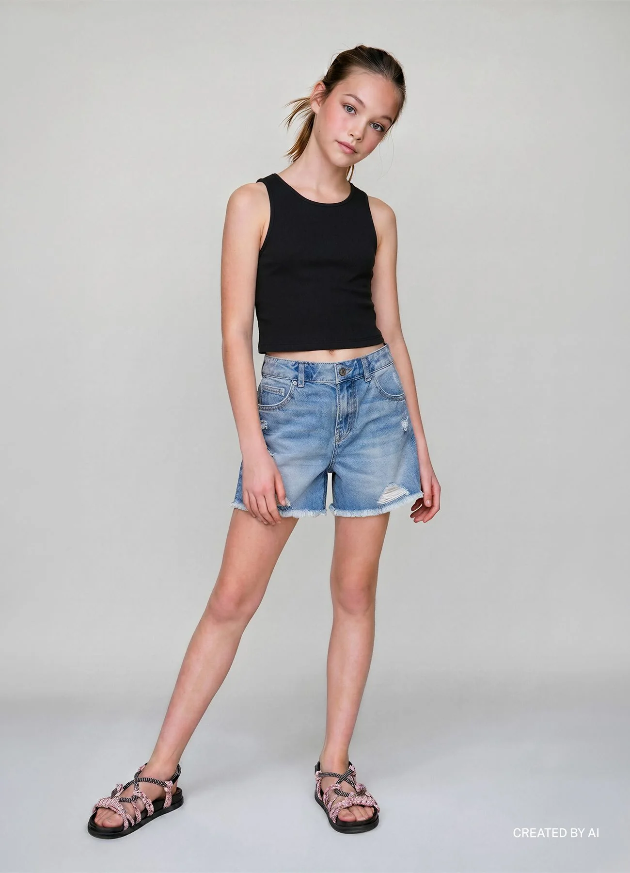 Shorts mom in jeans con strappi - Image 4