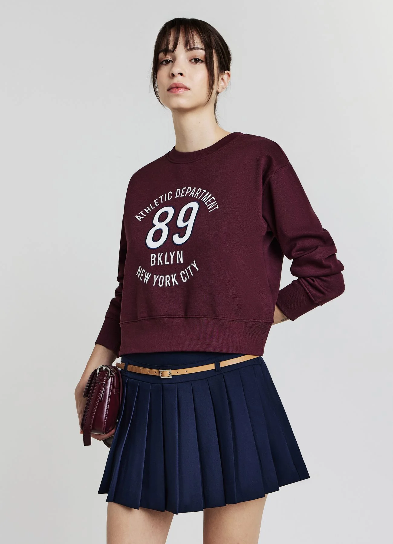 Skort a pieghe con cintura
