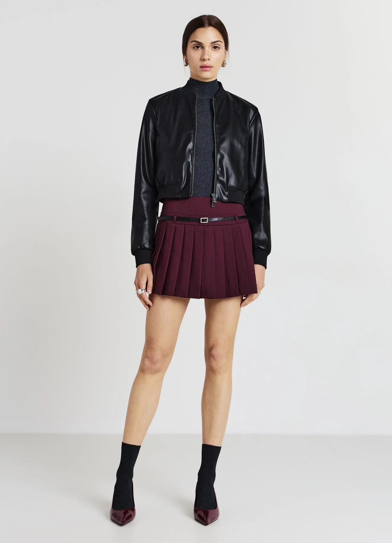 Skort a pieghe con cintura - Image 3