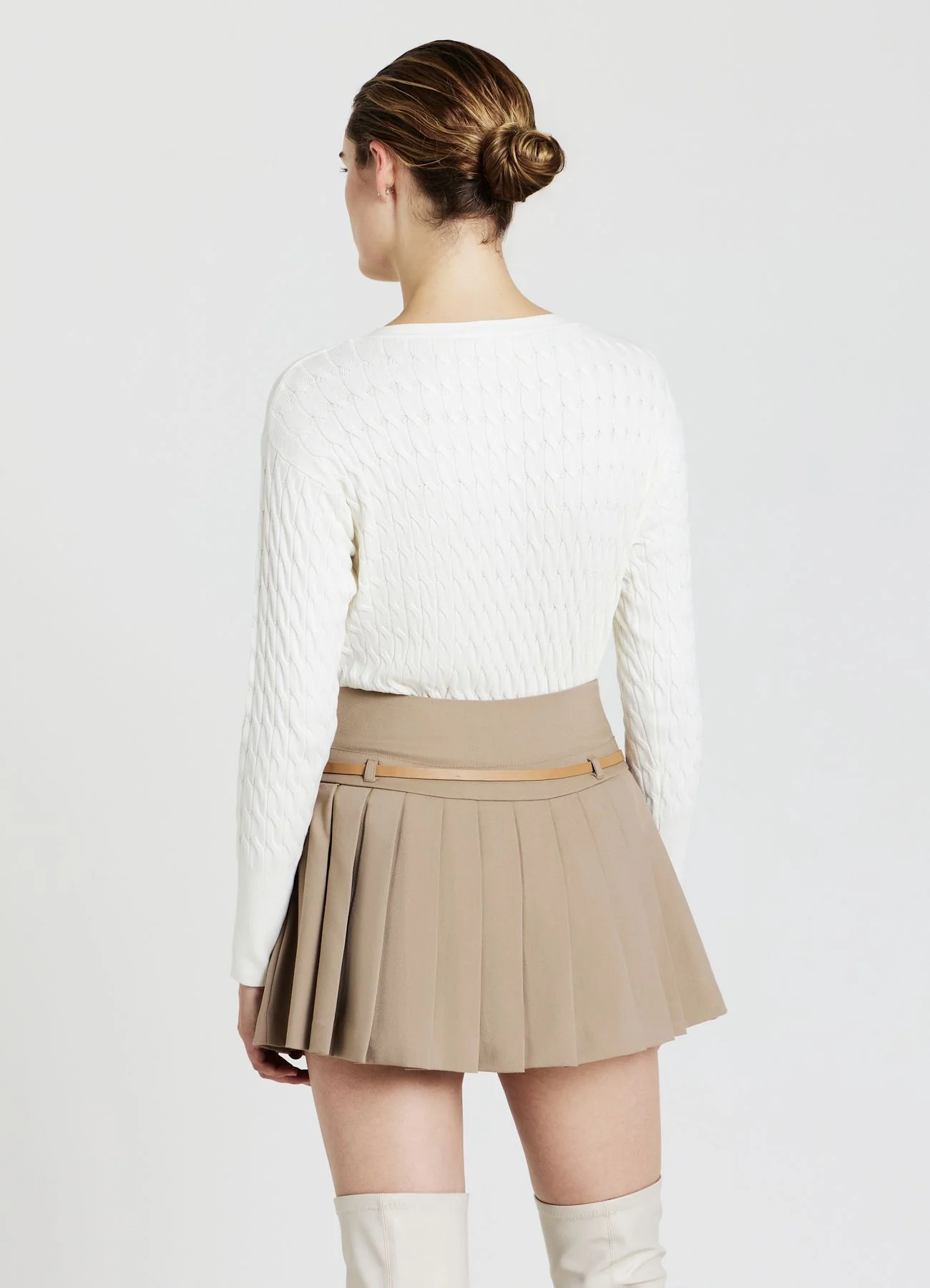 Skort a pieghe con cintura - Image 3
