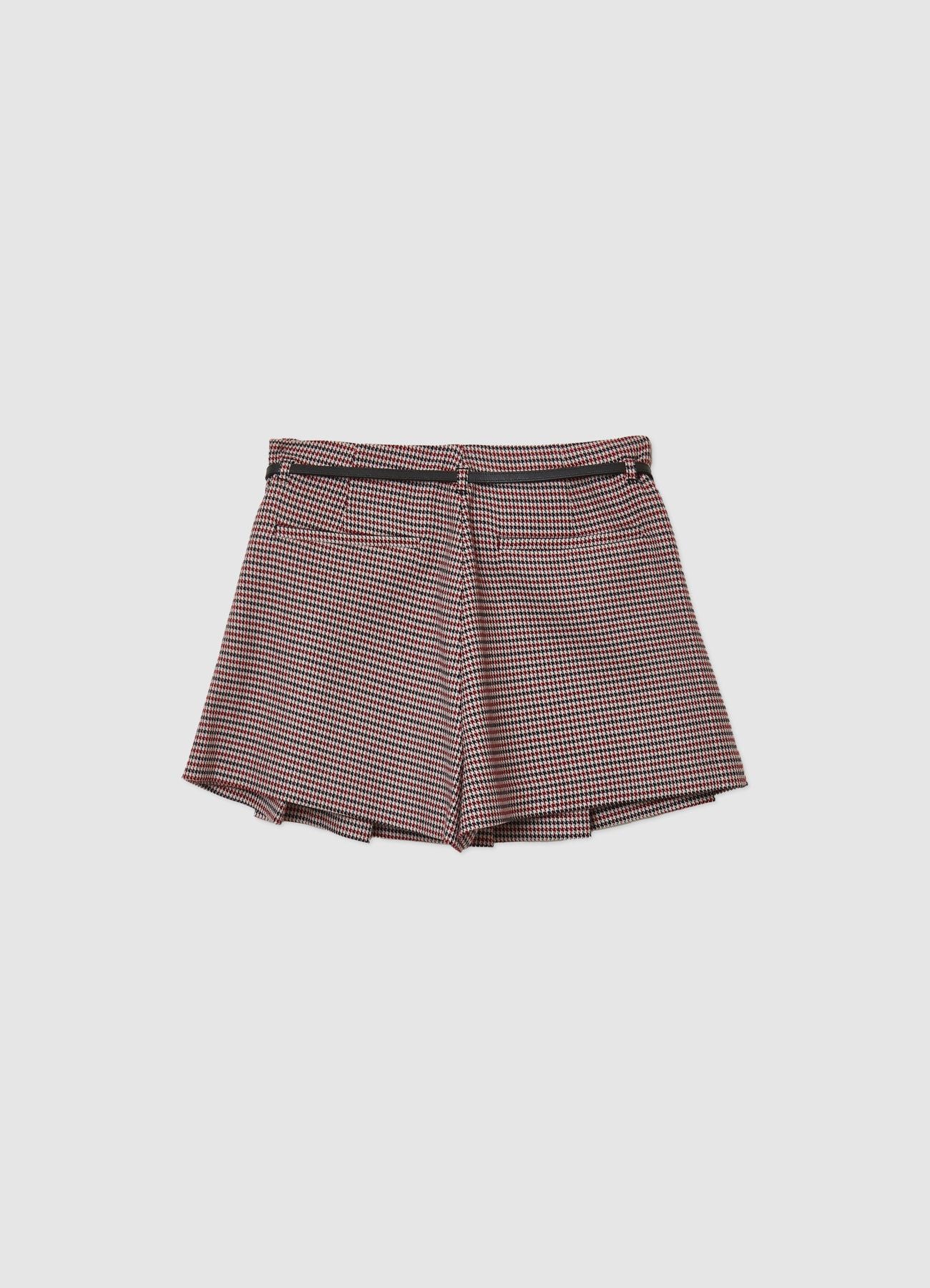 Skort a pieghe pied de poule cintura - Image 5