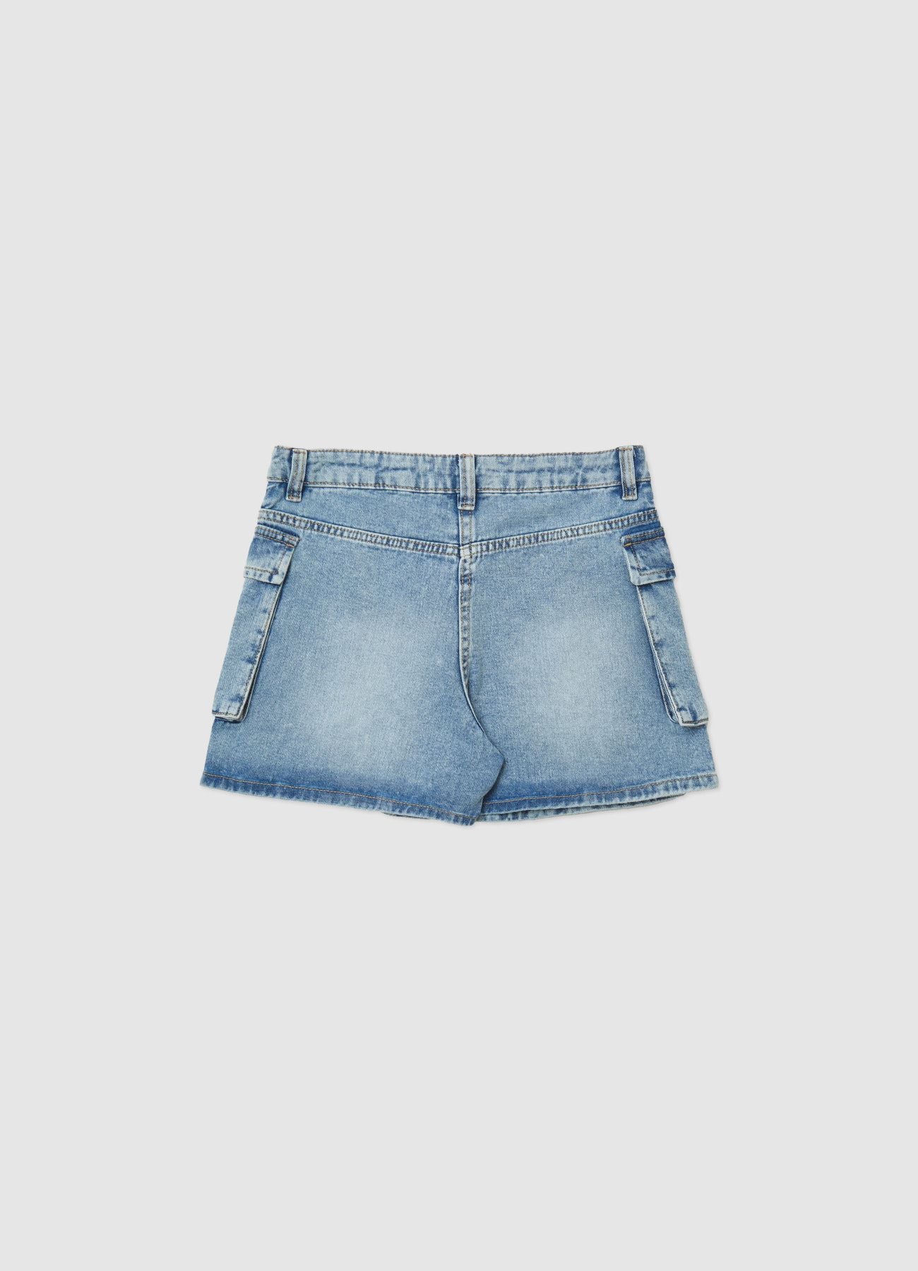 Skort cargo in denim con cintura - Image 2