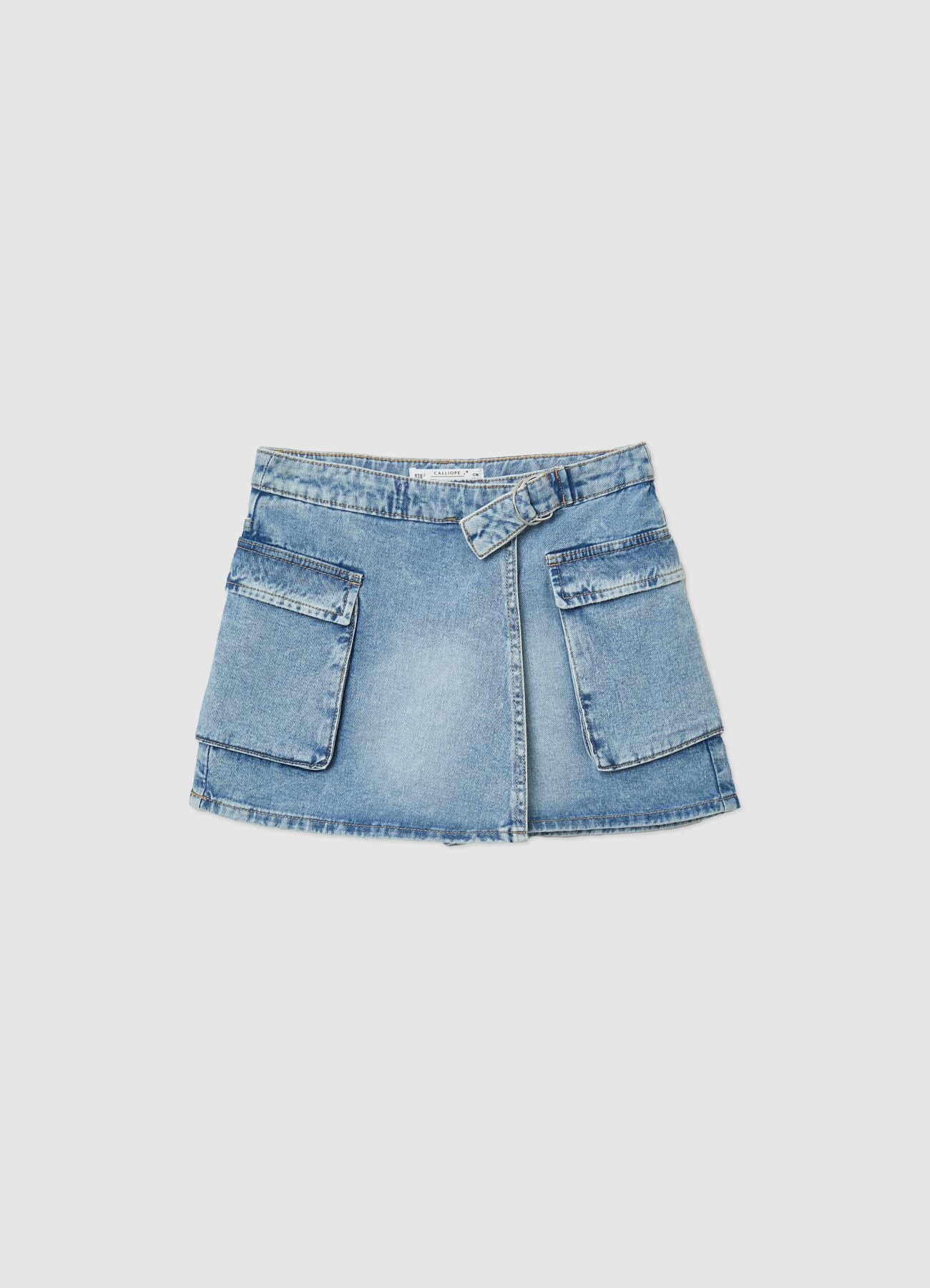 Skort cargo in denim con cintura - Image 3