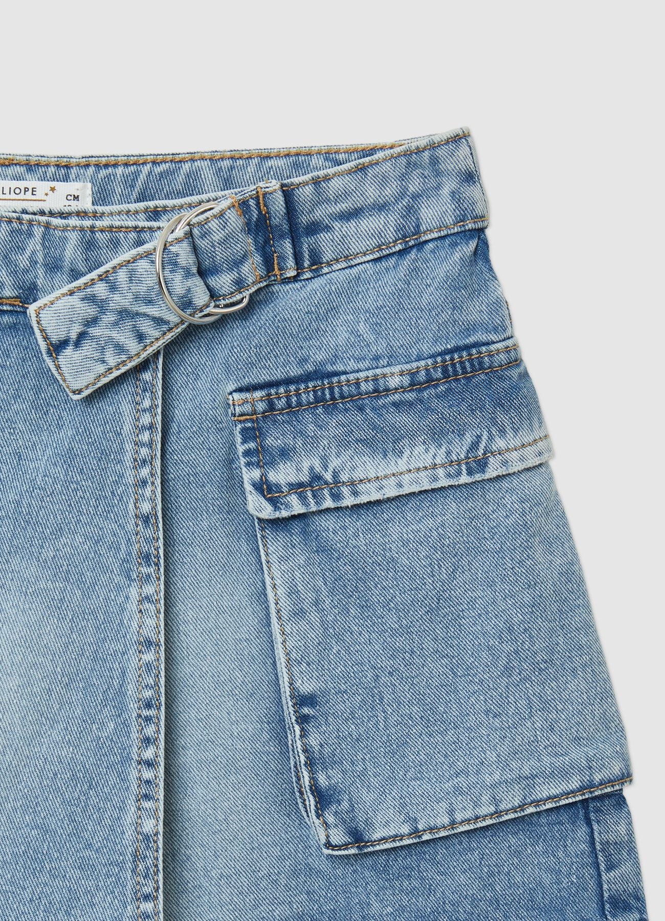Skort cargo in denim con cintura - Image 4