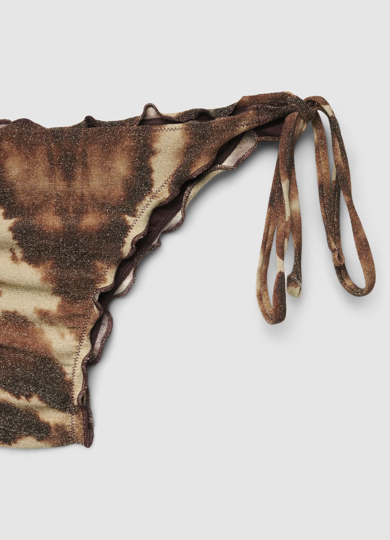 Slip bikini brasiliana sfumata con laccetti laterali ed effetto luccicante - Image 3