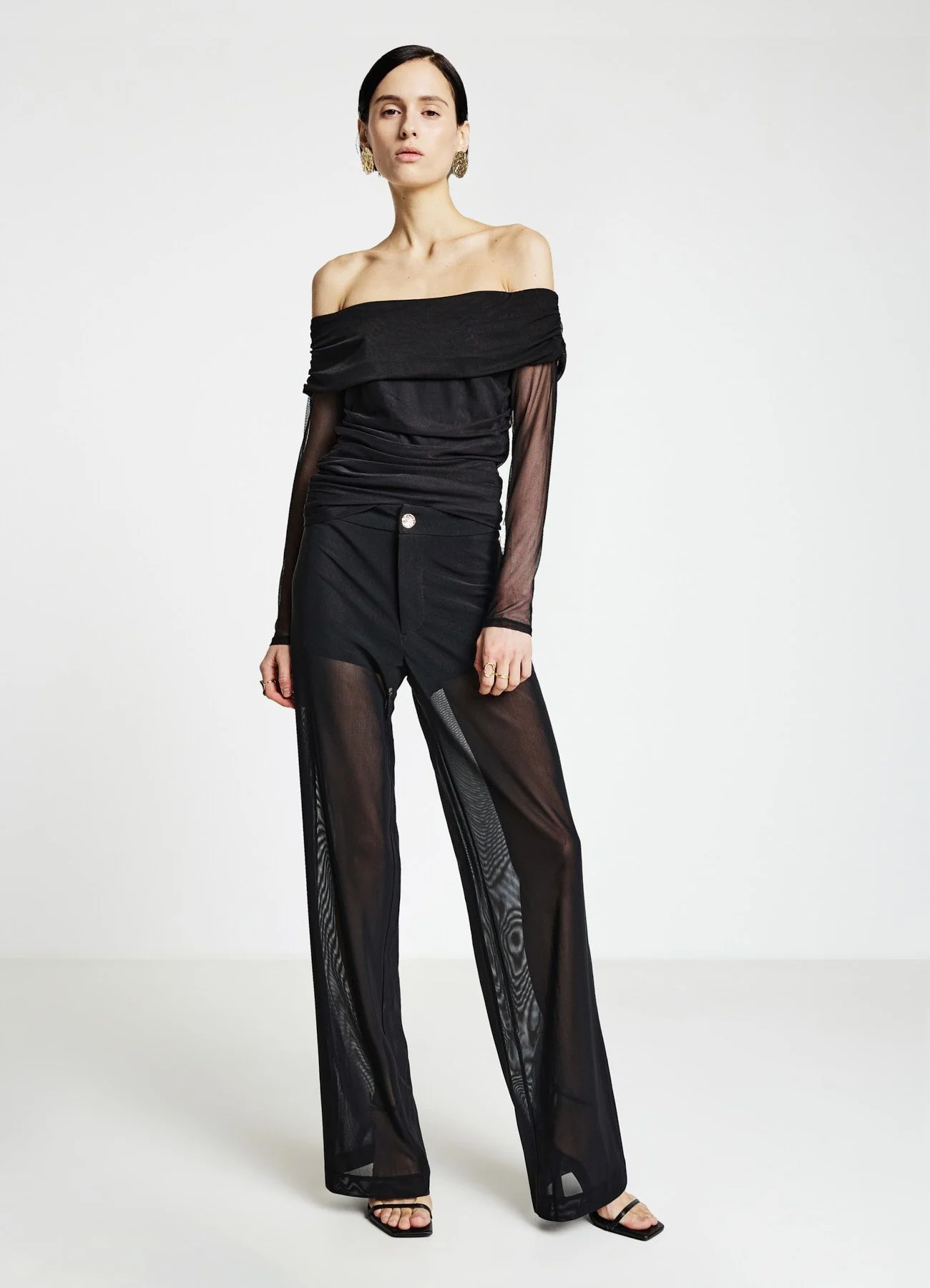 T-shirt a spalle scoperte in tulle - Image 2