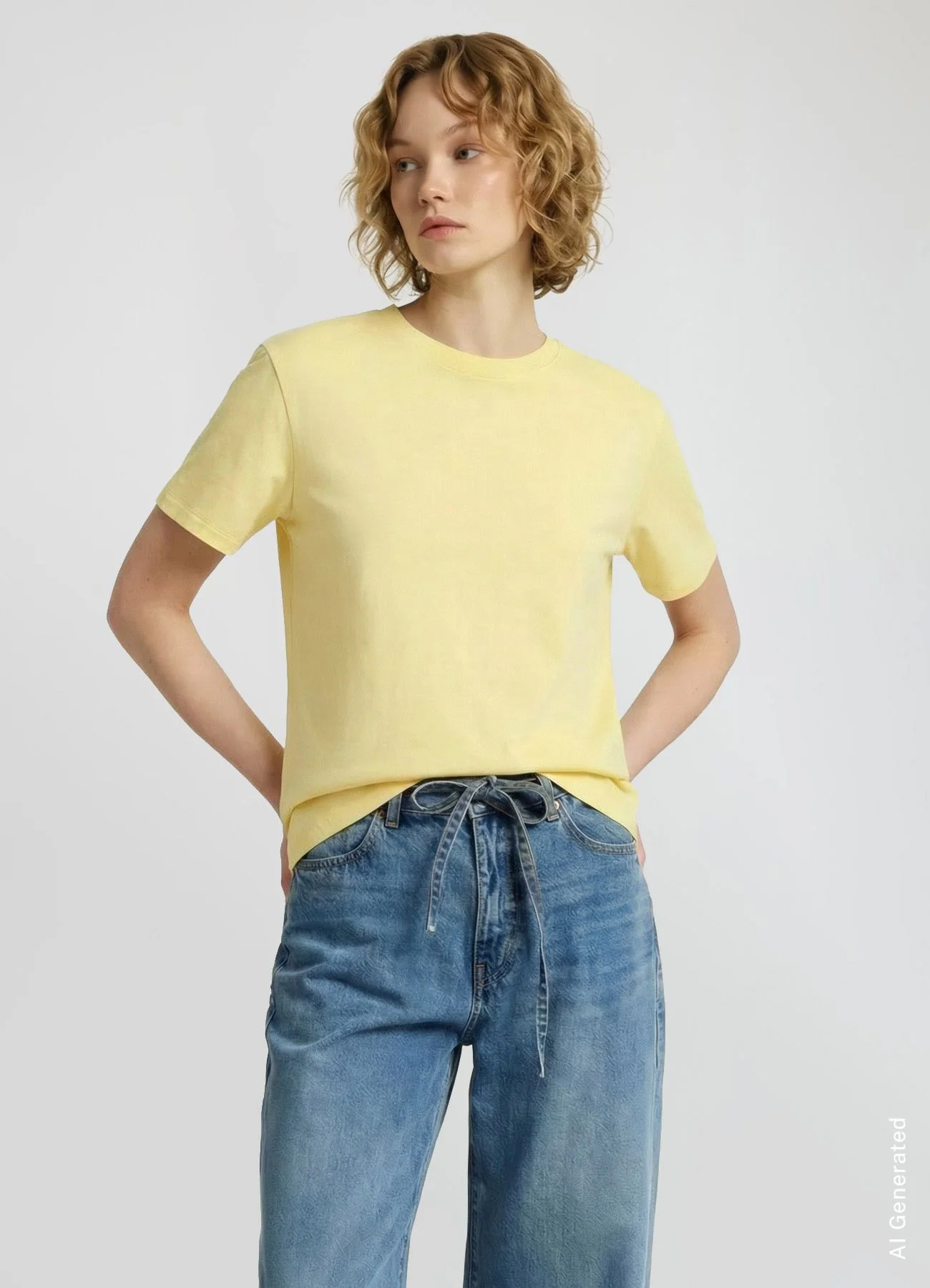 T-shirt a tinta unita con girocollo - Image 7