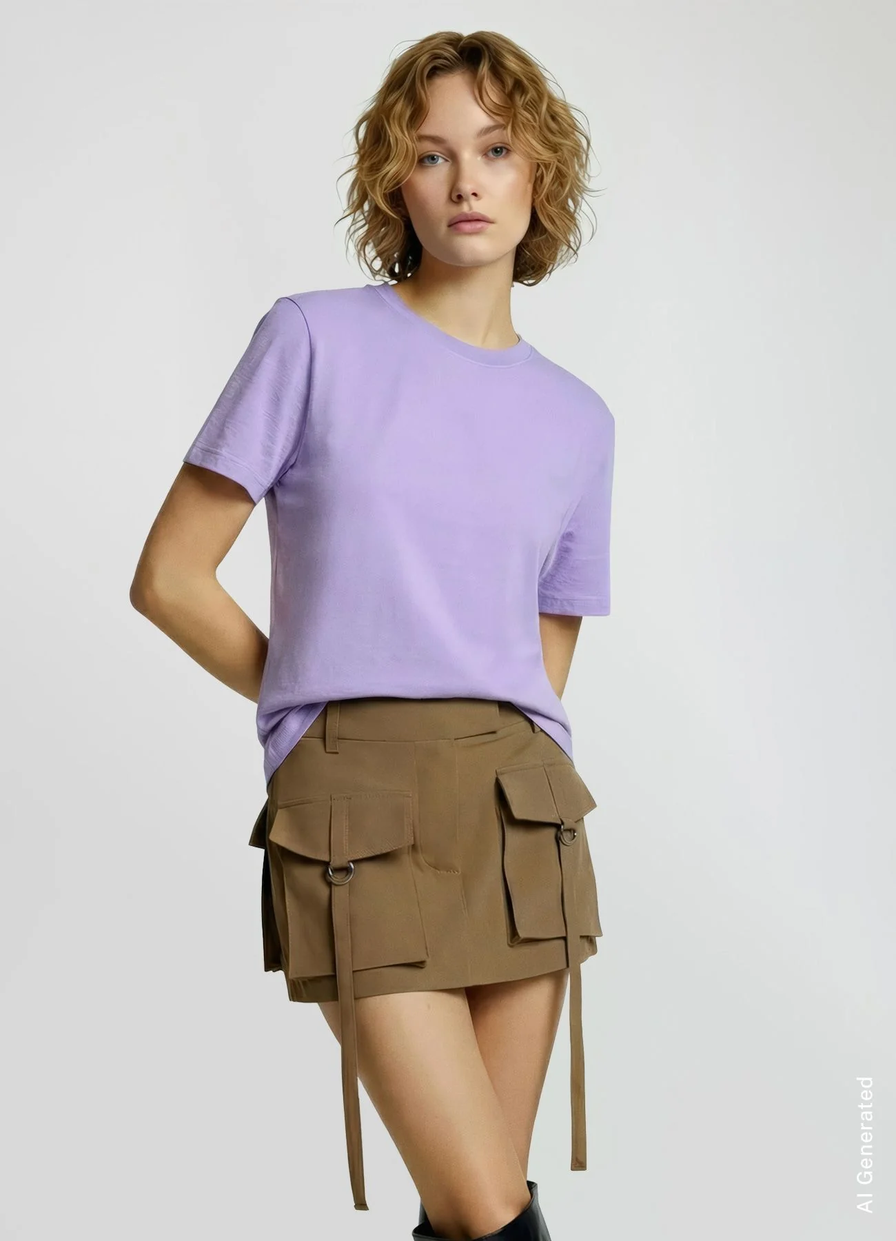 T-shirt a tinta unita con girocollo - Image 2