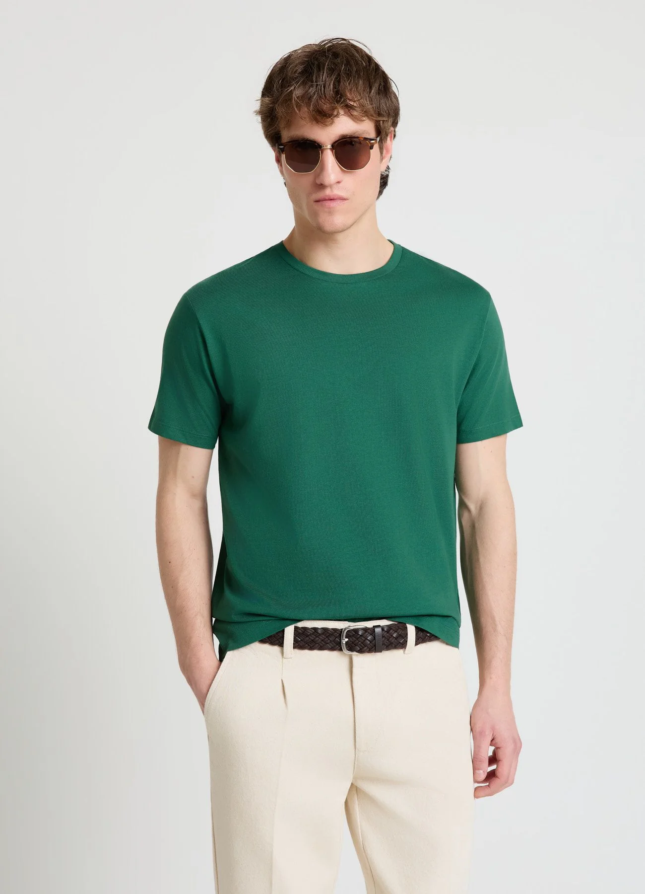 T-shirt a tinta unita con girocollo - Image 2