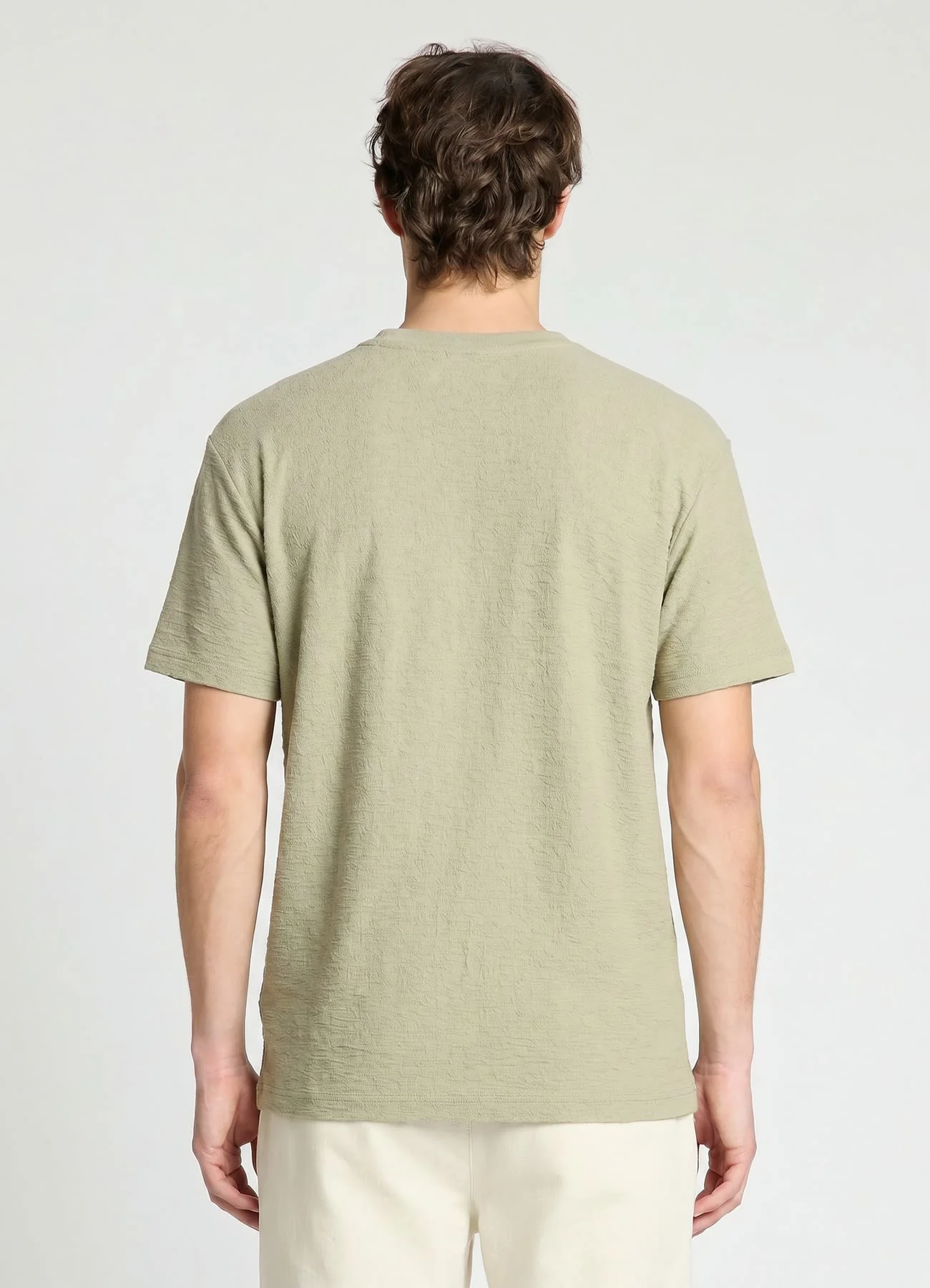 T-shirt a tinta unita con texture - Image 3