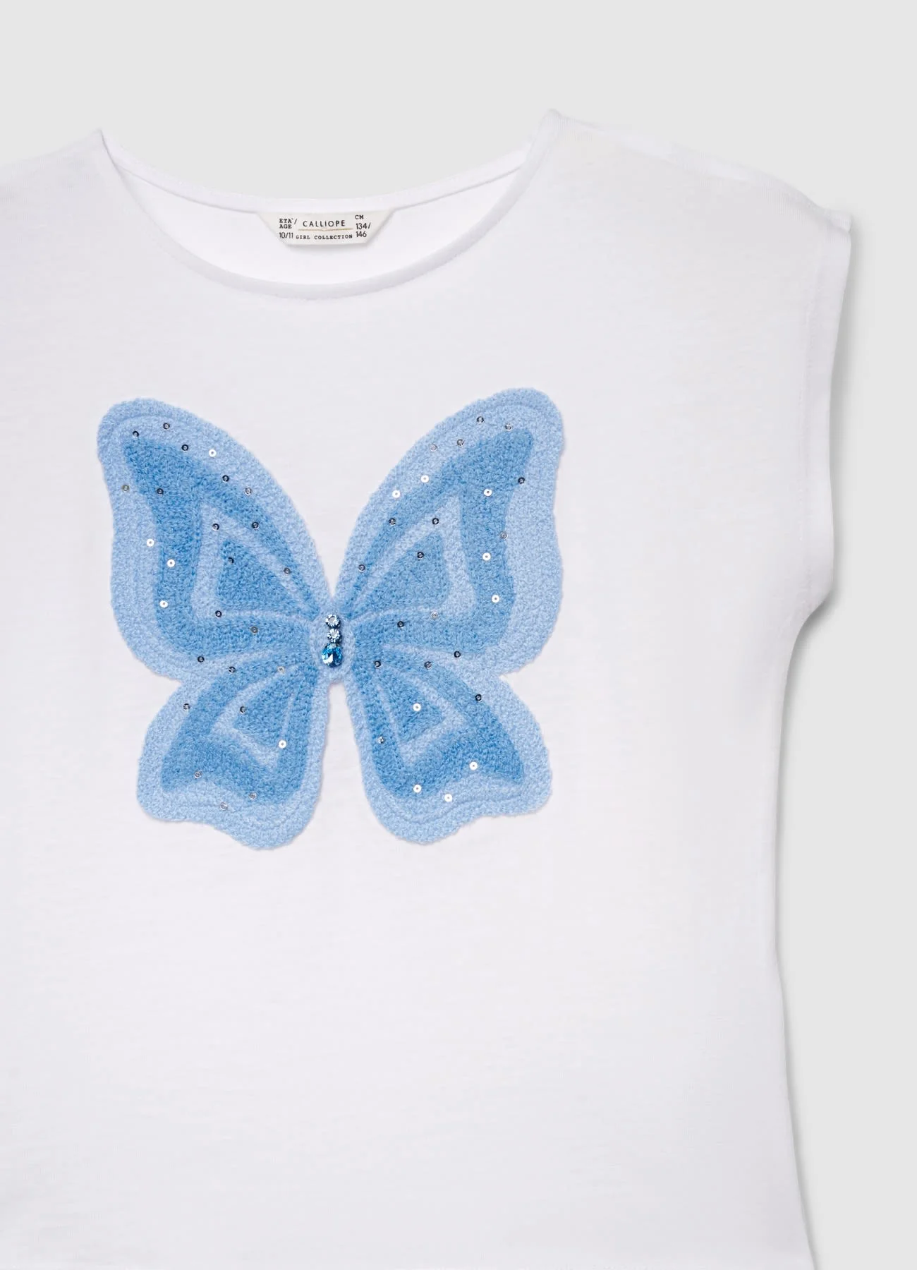 T-shirt con applicazione farfalla e paillettes - Image 2