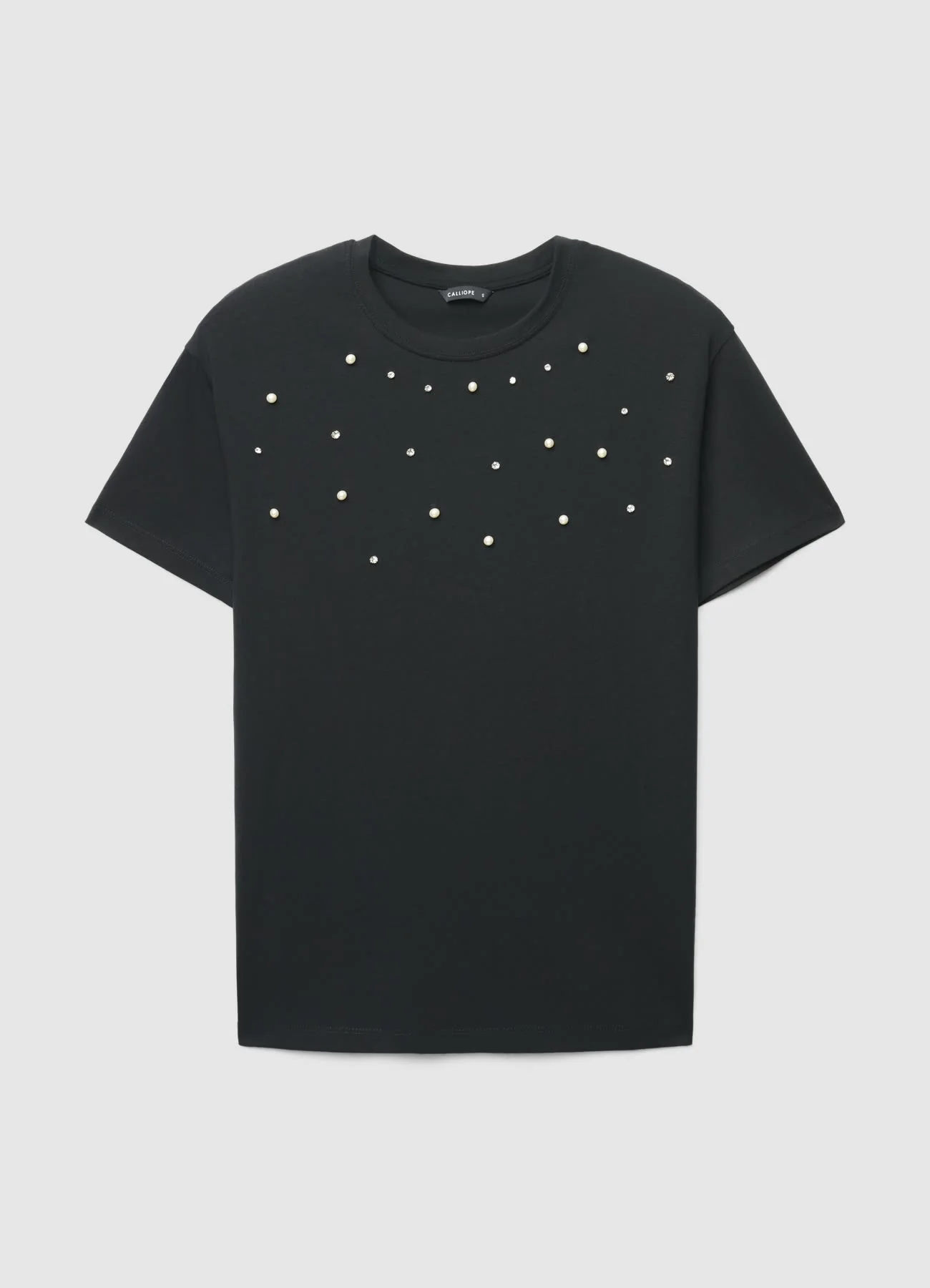 T-shirt con applicazioni di perle e strass - Image 4