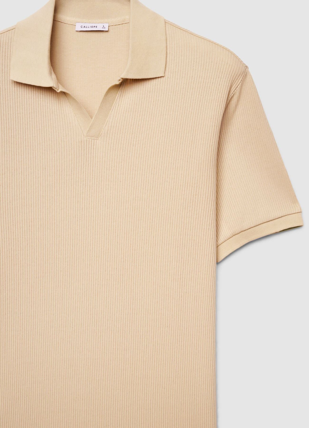 T-shirt con colletto a polo e scollo a V - Image 6