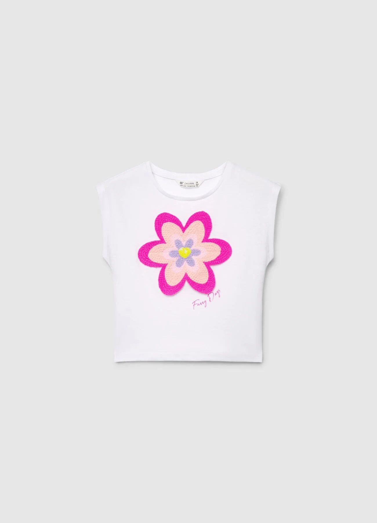T-shirt con fiore in crochet - Image 3