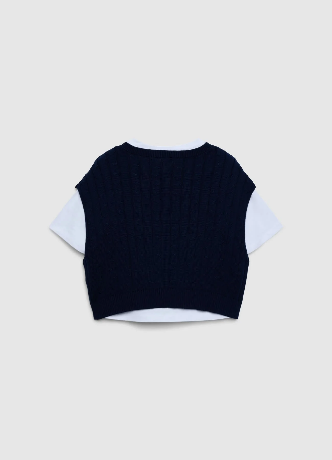 T-shirt con gilet lavorato a trecce - Image 5