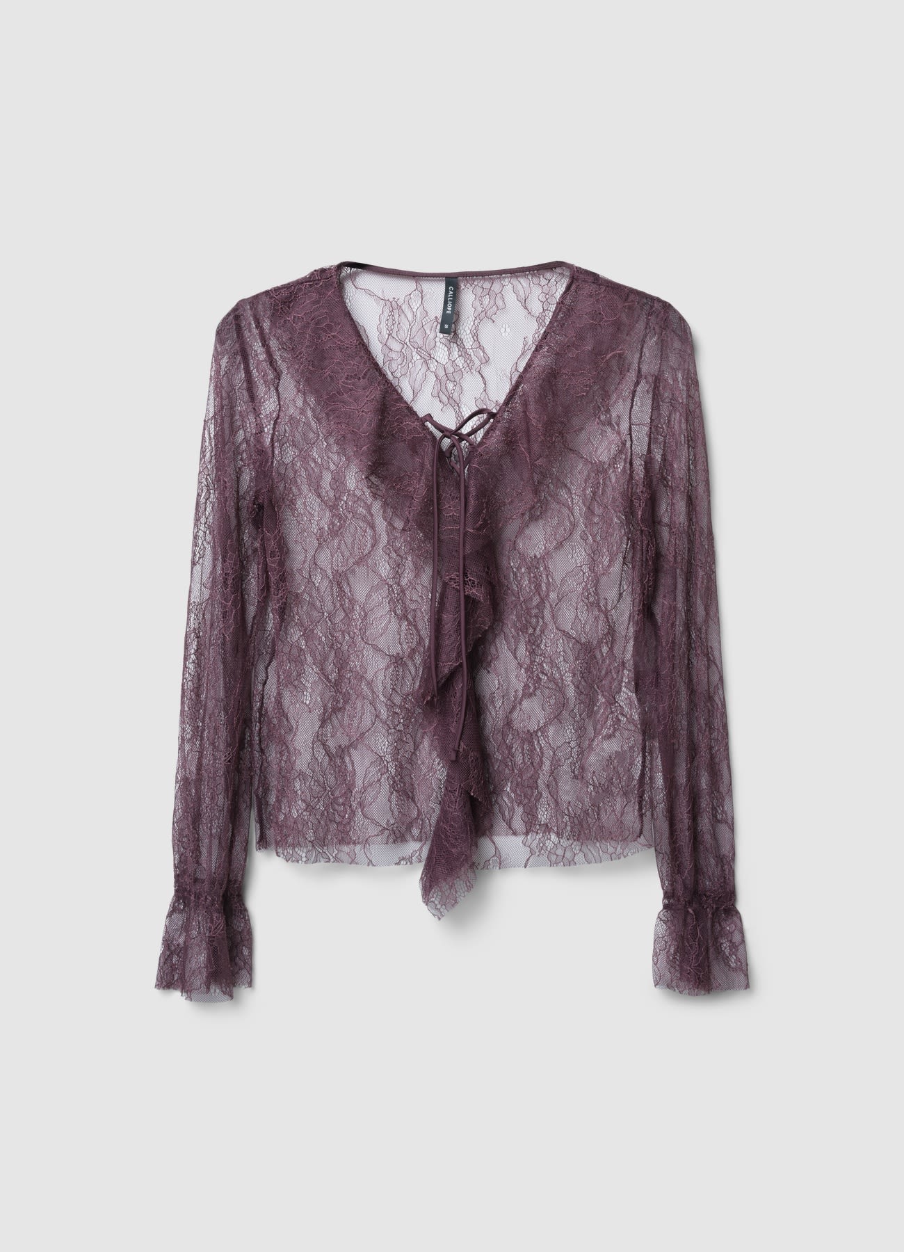 T-shirt con jabot in pizzo - Image 4