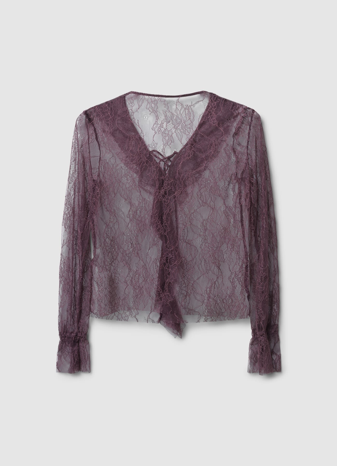 T-shirt con jabot in pizzo - Image 6