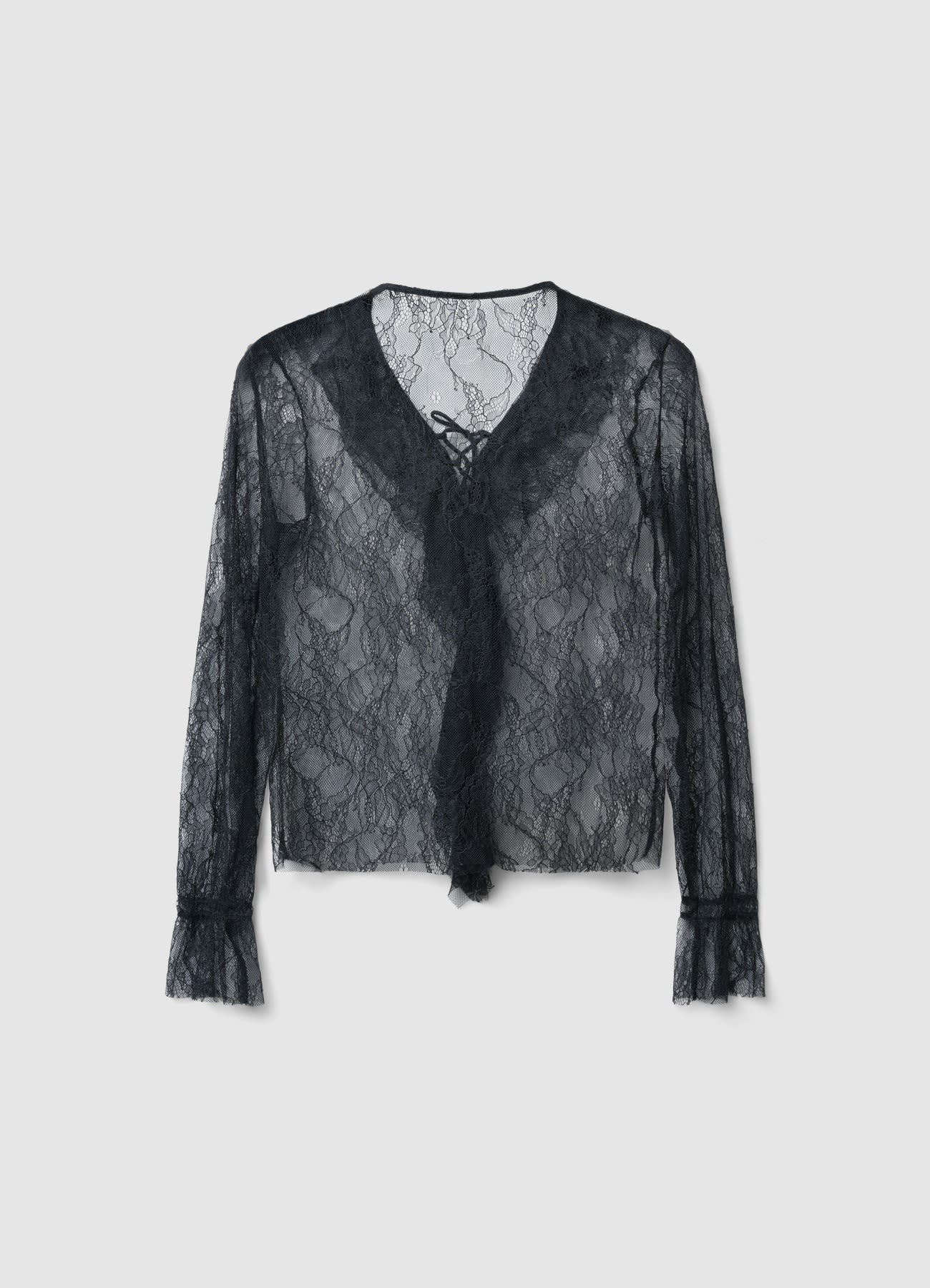 T-shirt con jabot in pizzo - Image 6