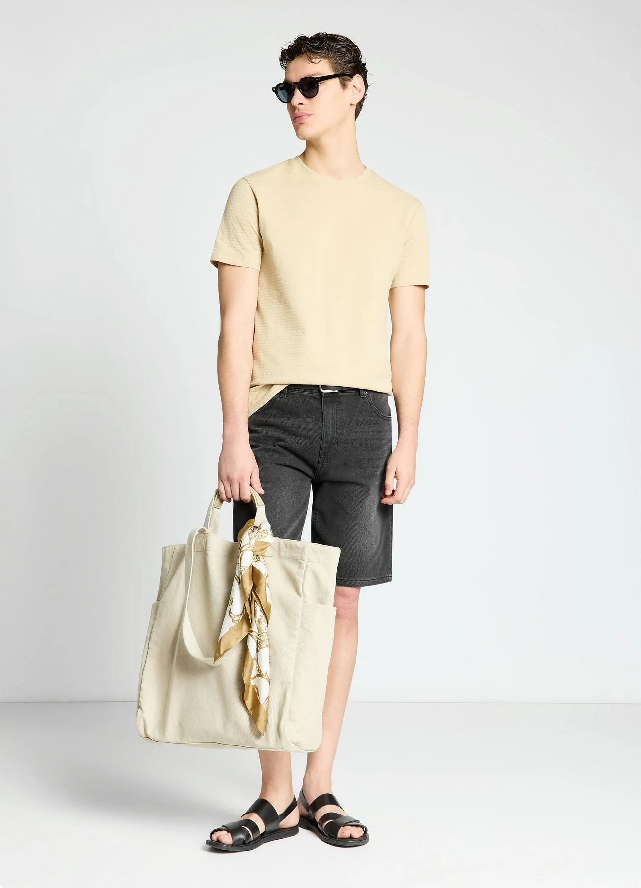 T-shirt con lavorazione a rombi - Image 2