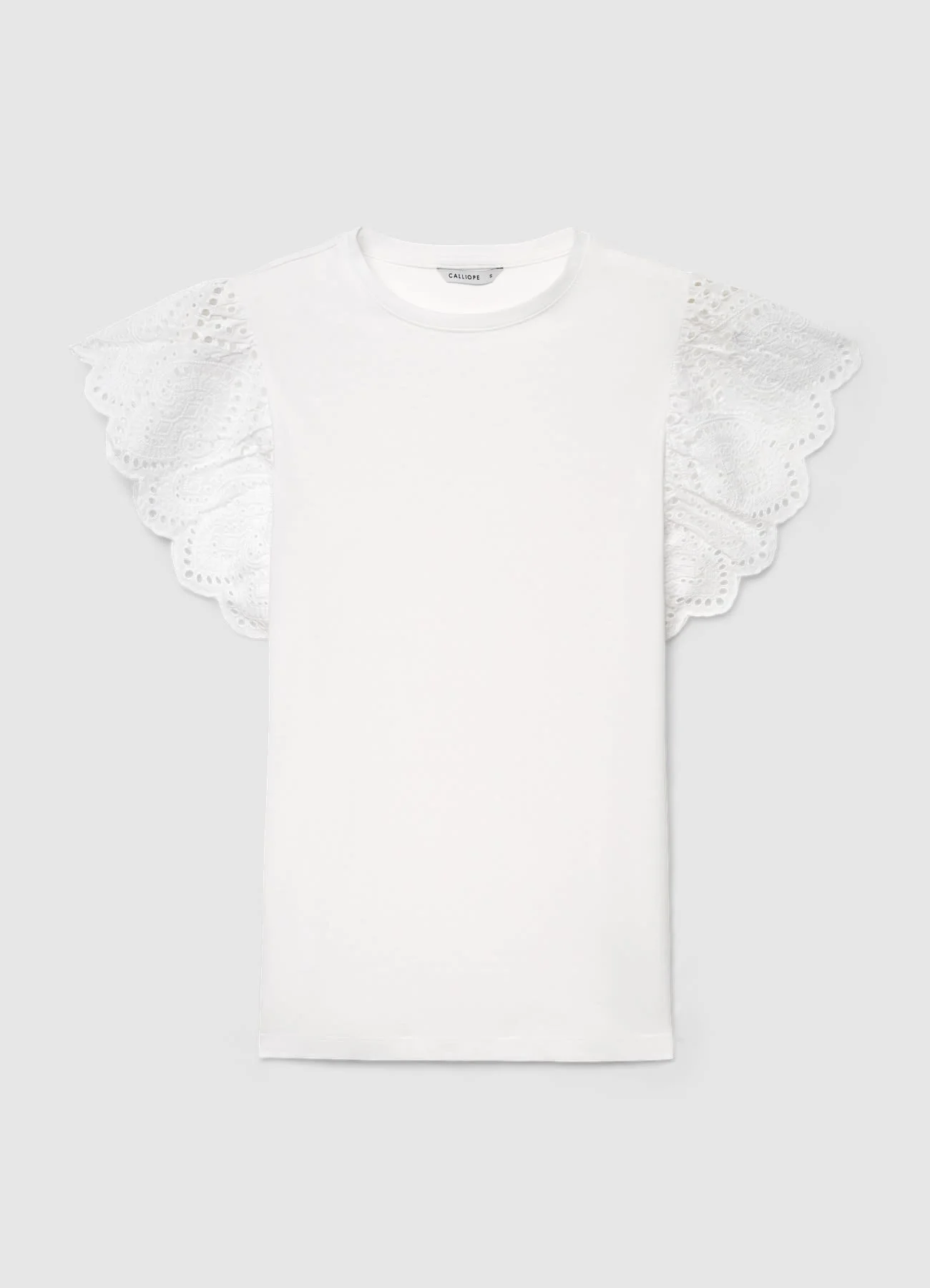 T-shirt con maniche a volant in sangallo - Image 4
