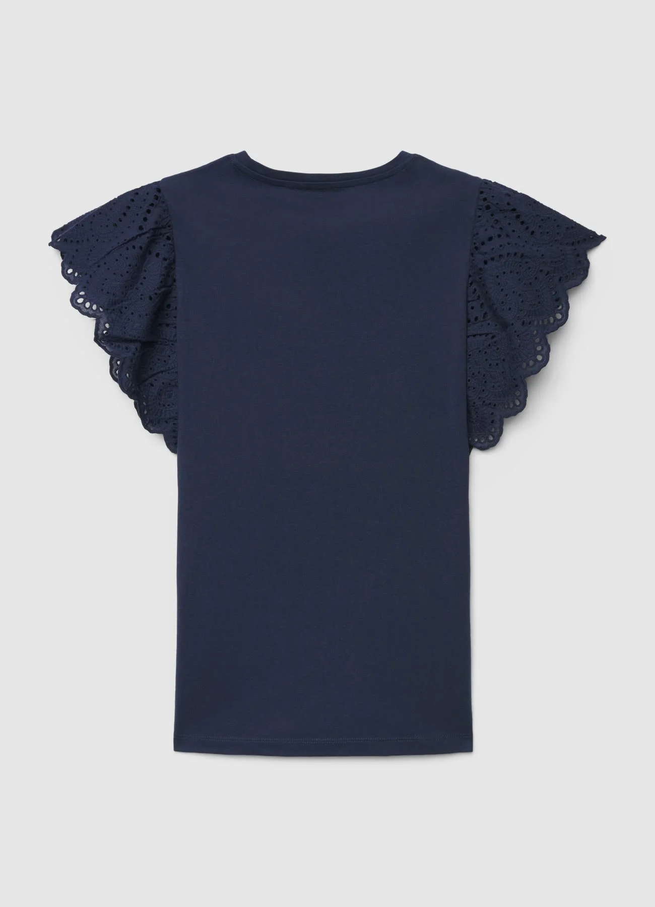 T-shirt con maniche a volant sangallo - Image 5