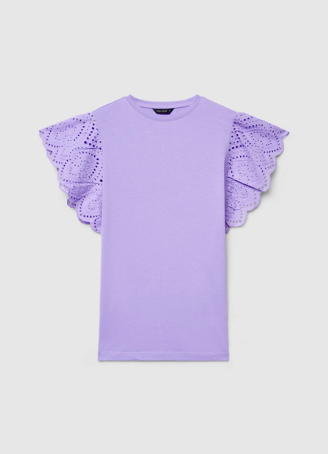 T-shirt con maniche a volant sangallo - Image 2
