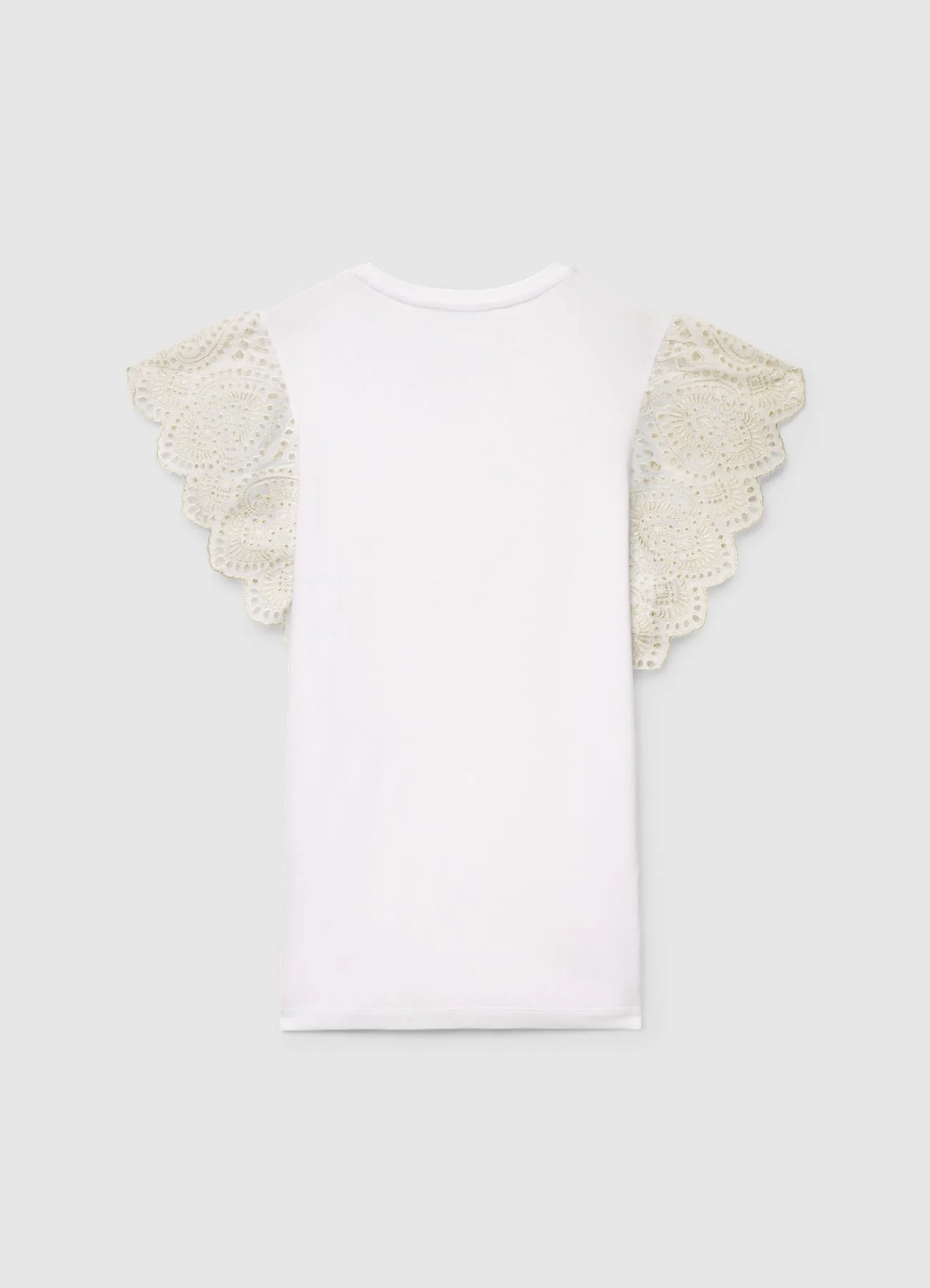 T-shirt con maniche a volant sangallo - Image 2