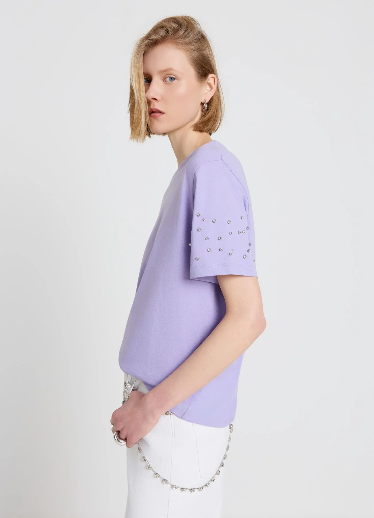 T-shirt con maniche strass - Image 2