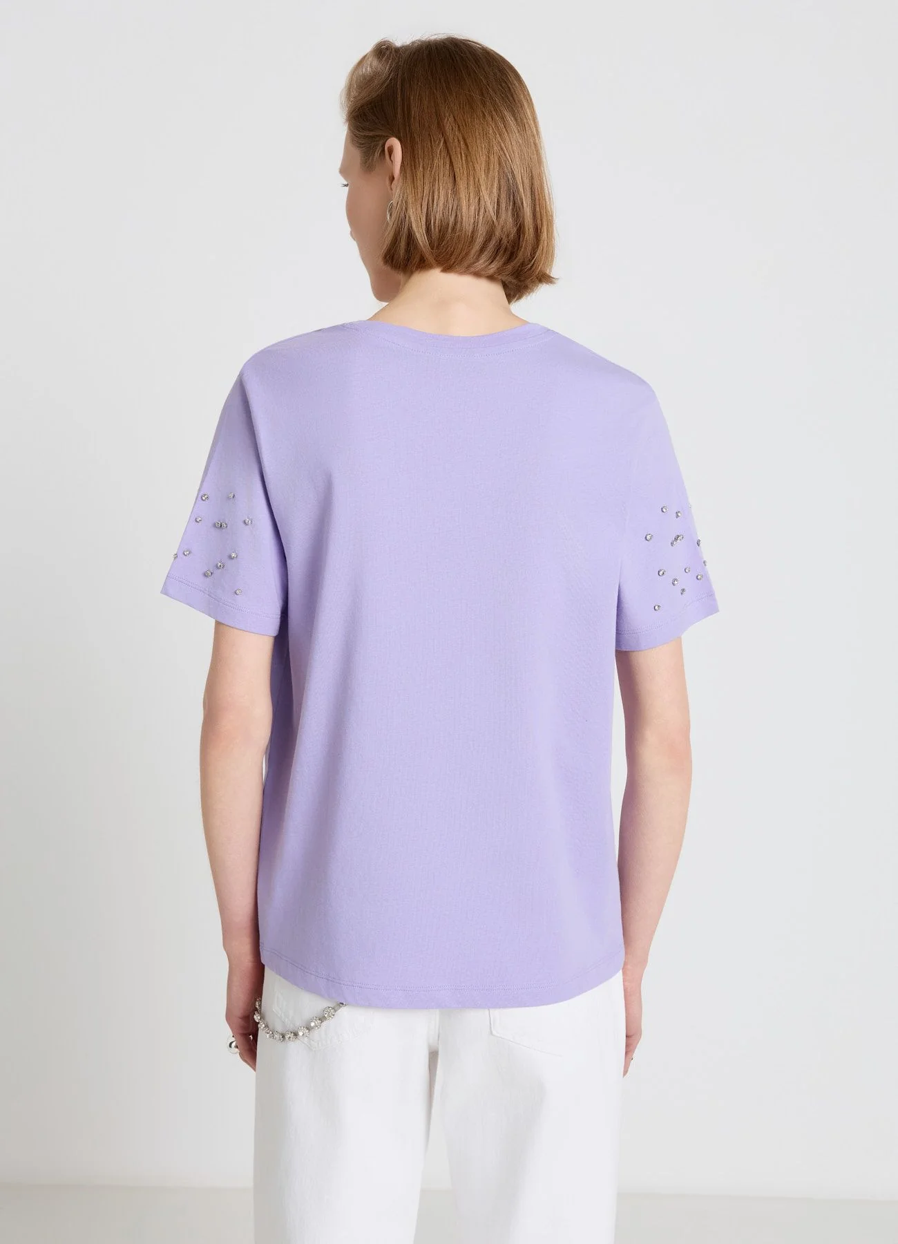T-shirt con maniche strass - Image 3