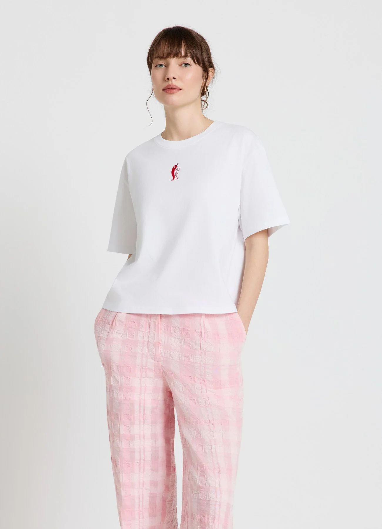 T-shirt con ricamo peperoncino