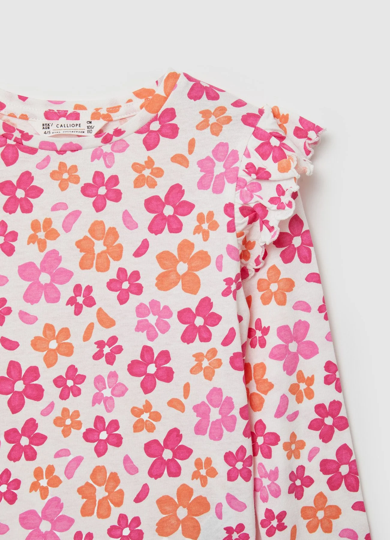 T-shirt con rouches e stampa fiori - Image 5