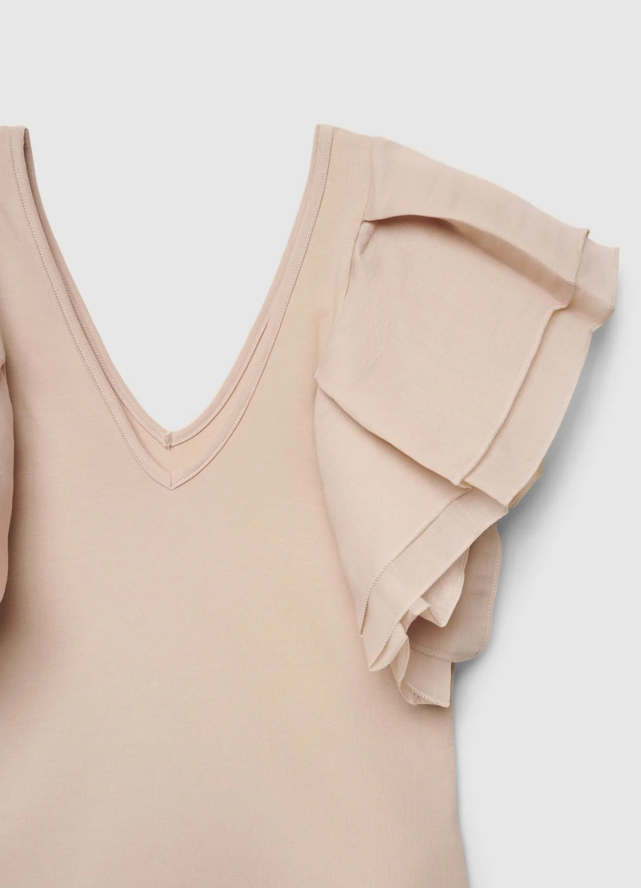 T-shirt con scollo a V e maniche a volant - Image 6