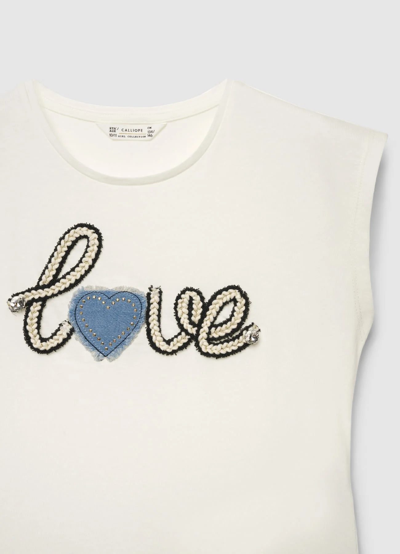 T-shirt con scritta e applicazione cuore - Image 2