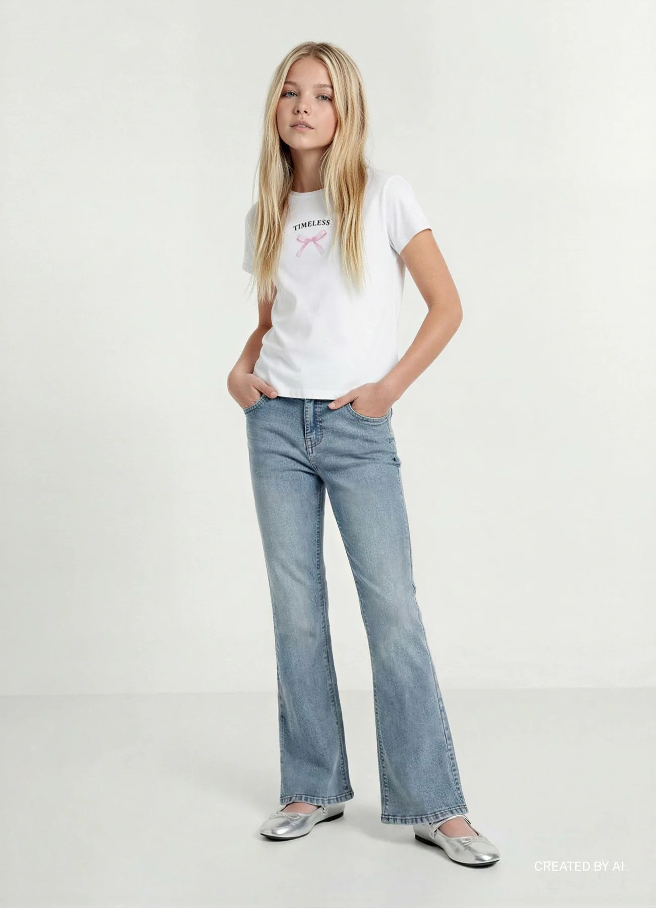 T-shirt con scritta e fiocco