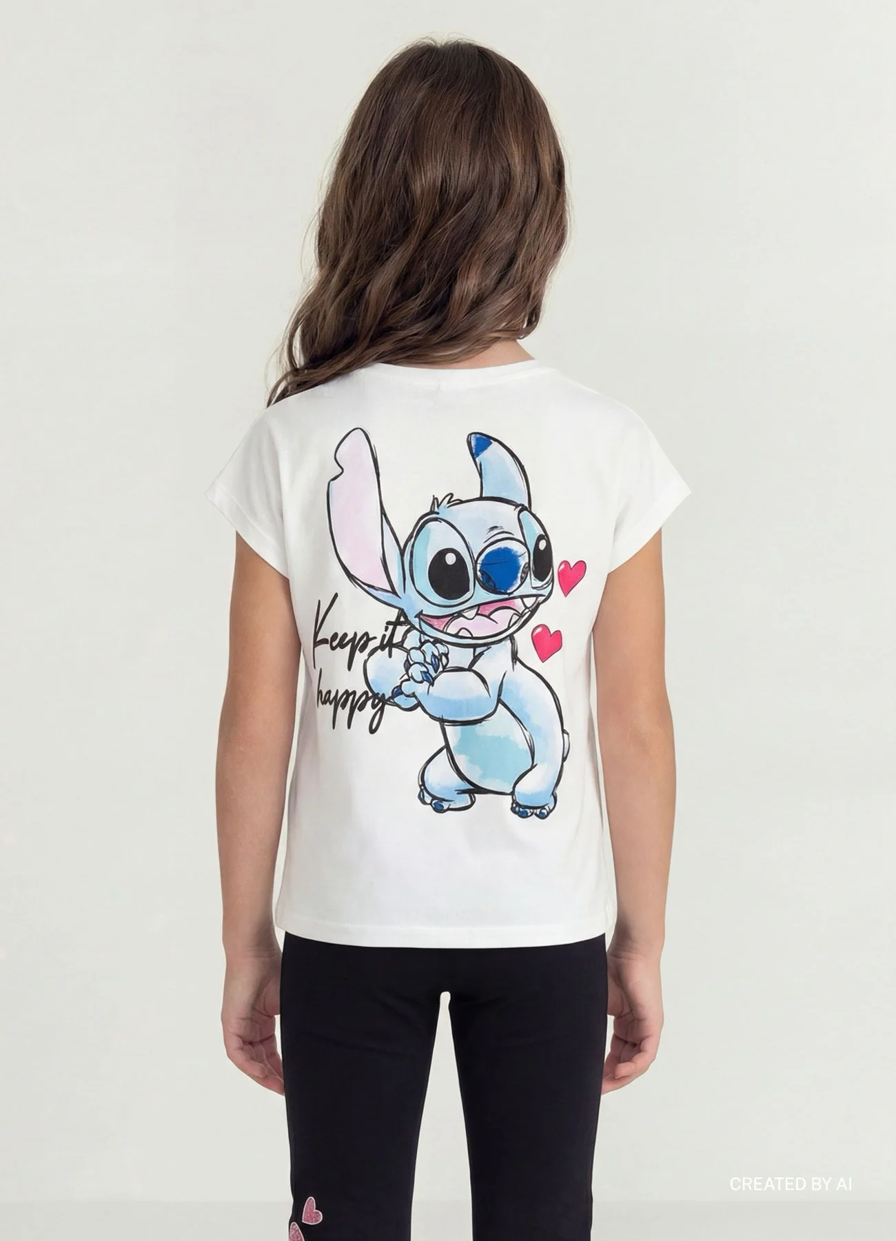 T-shirt con stampa Stitch e taschino - Image 2