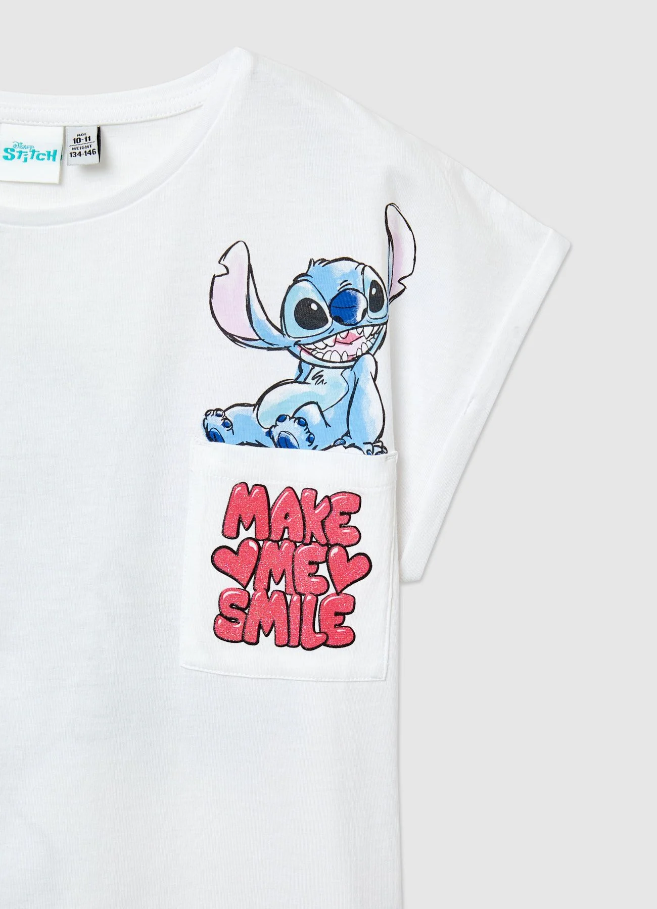 T-shirt con stampa Stitch e taschino - Image 3