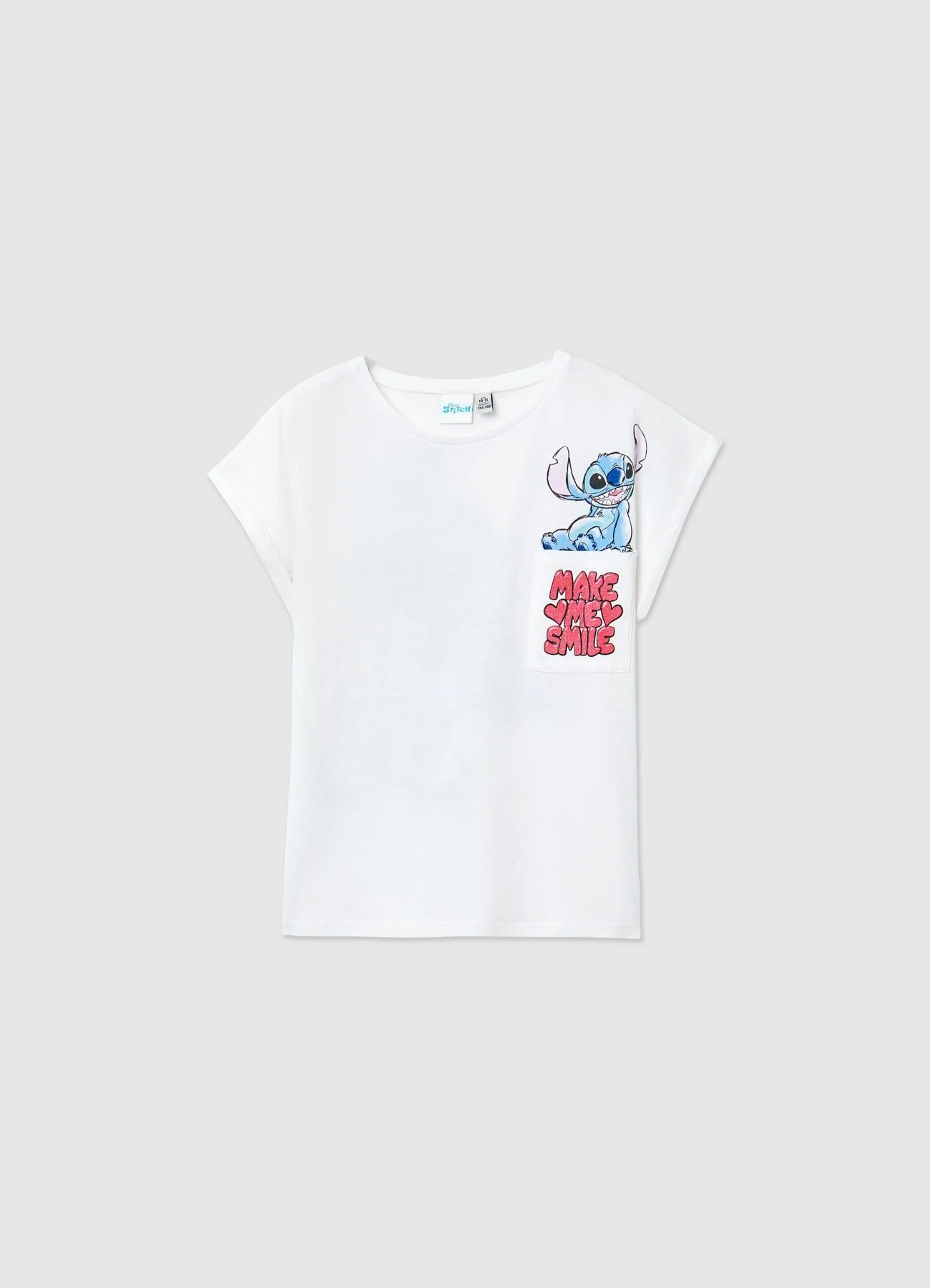 T-shirt con stampa Stitch e taschino - Image 5