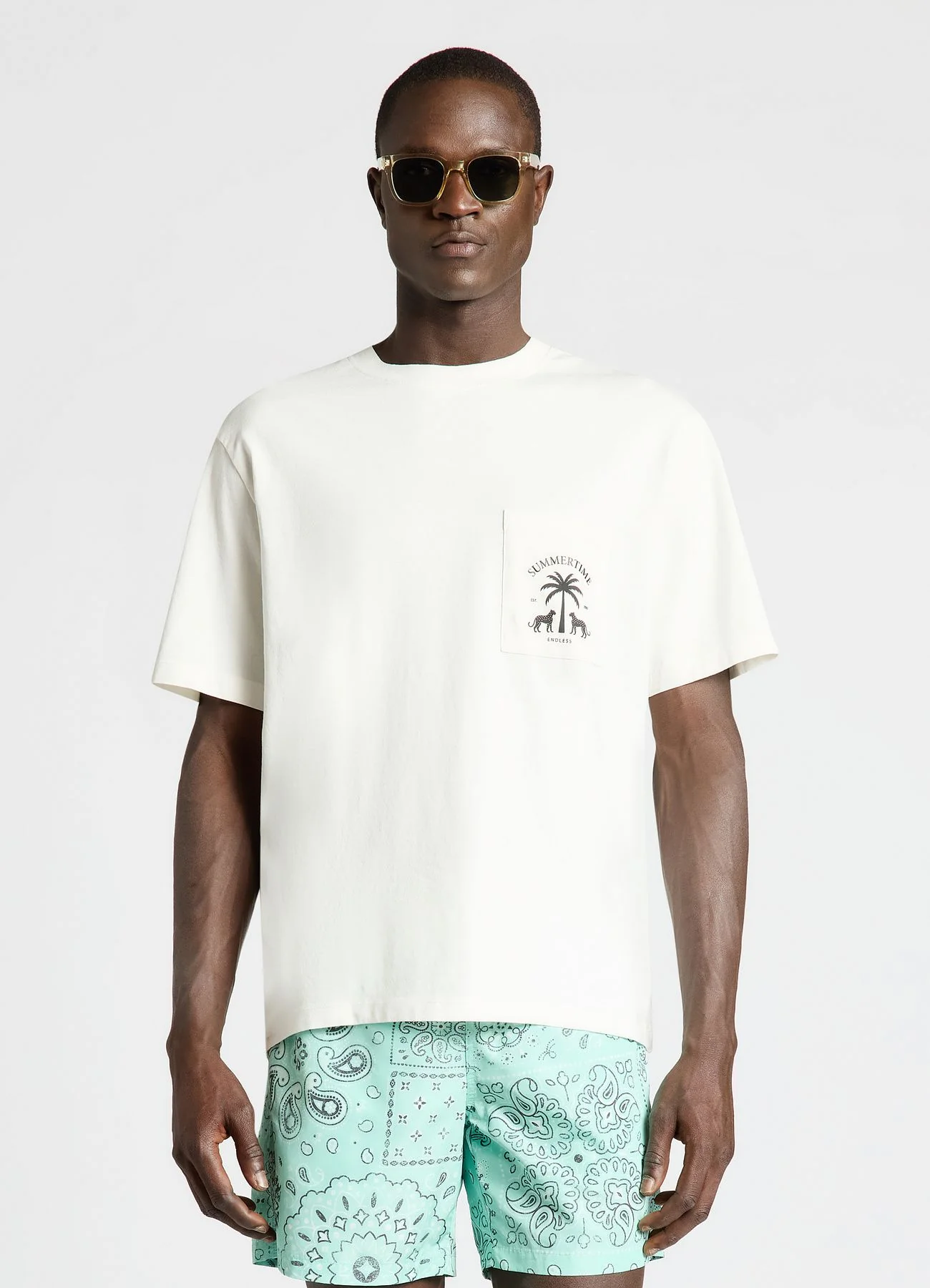 T-shirt con taschino e stampa palma - Image 2