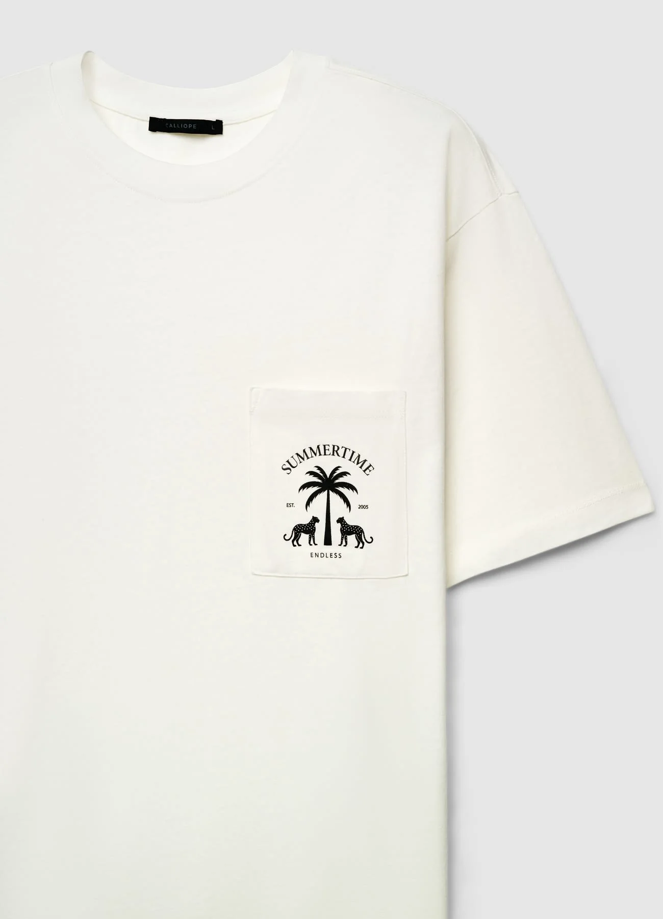 T-shirt con taschino e stampa palma - Image 5