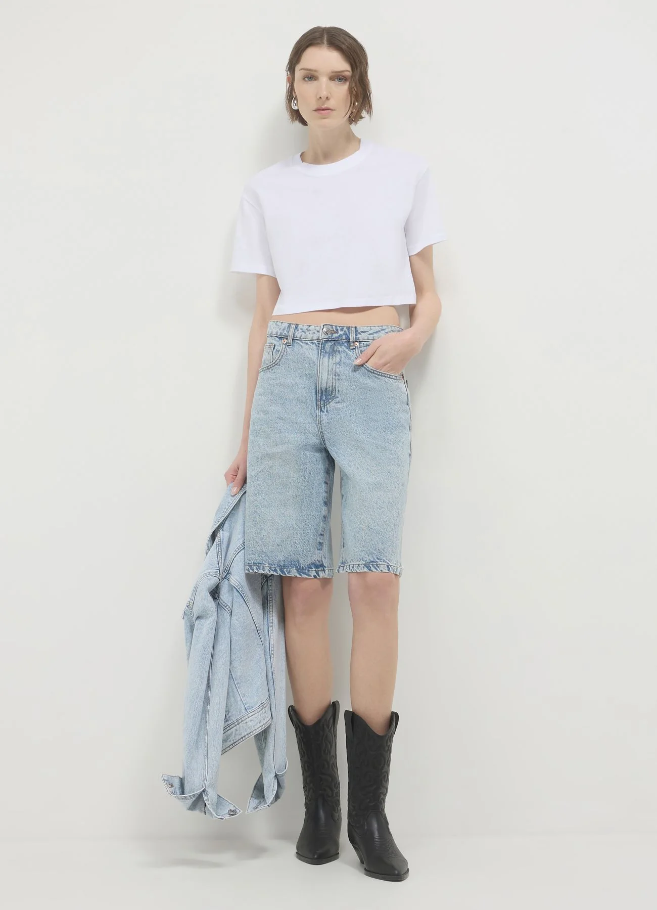 T-shirt crop cotone