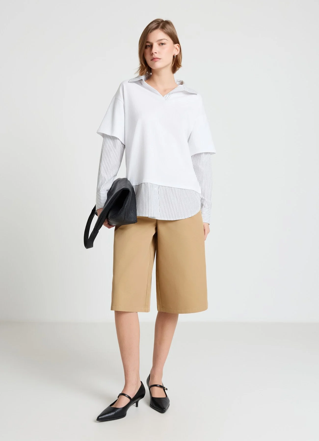 T-shirt doppiata con colletto camicia - Image 2